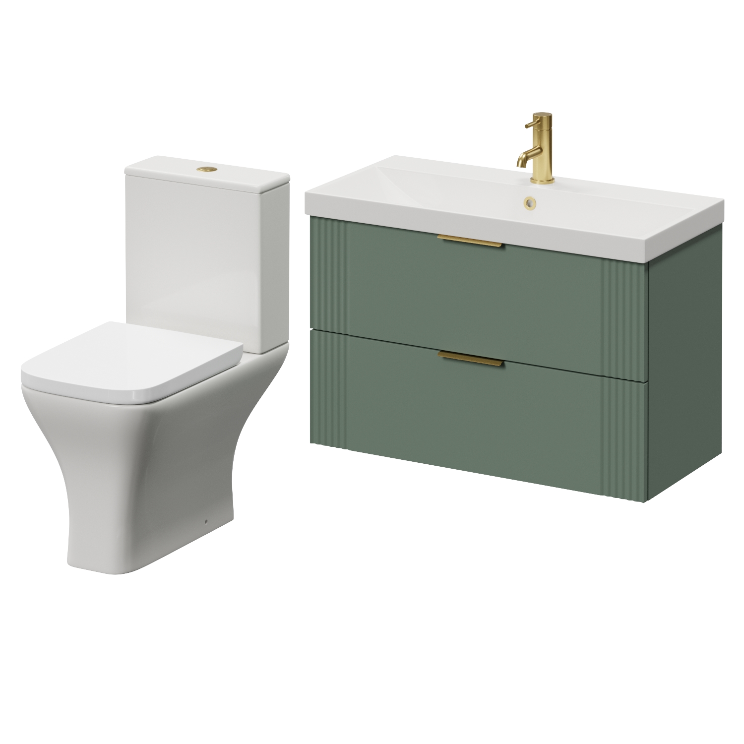 Avant Wall Mounted 2 Drawer Vanity Unit and Kingston Toilet Suite with Rimini Basin
