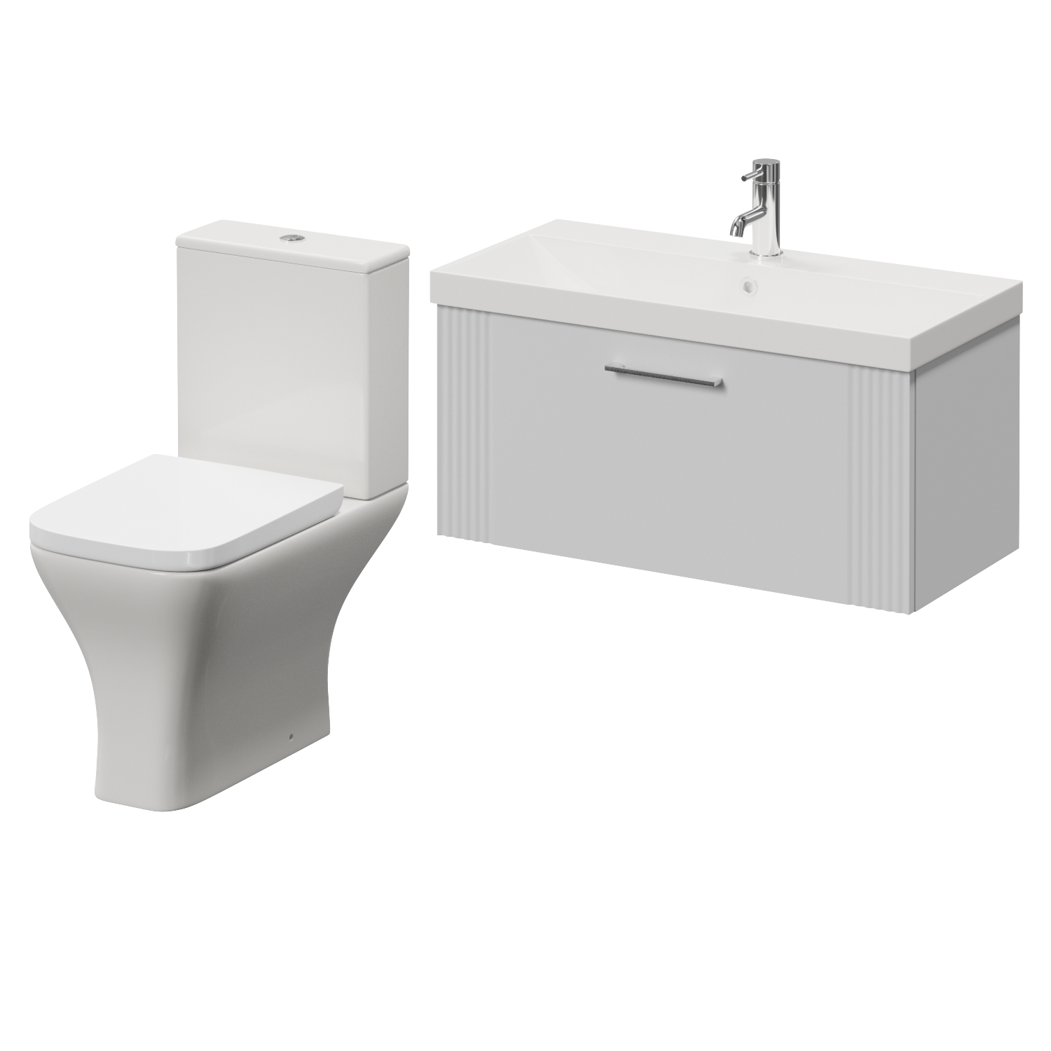 Avant Wall Mounted Single Drawer Vanity Unit and Kingston Toilet Suite with Rimini Basin
