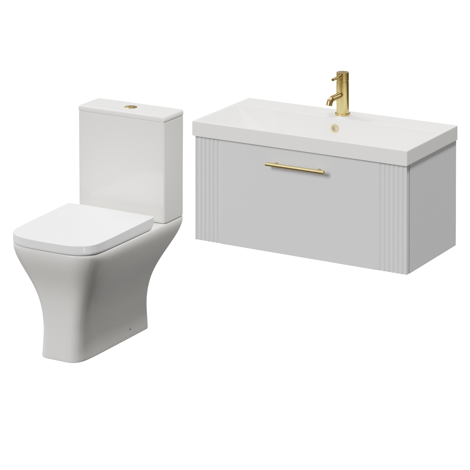 Avant Wall Mounted Single Drawer Vanity Unit and Kingston Toilet Suite with Rimini Basin