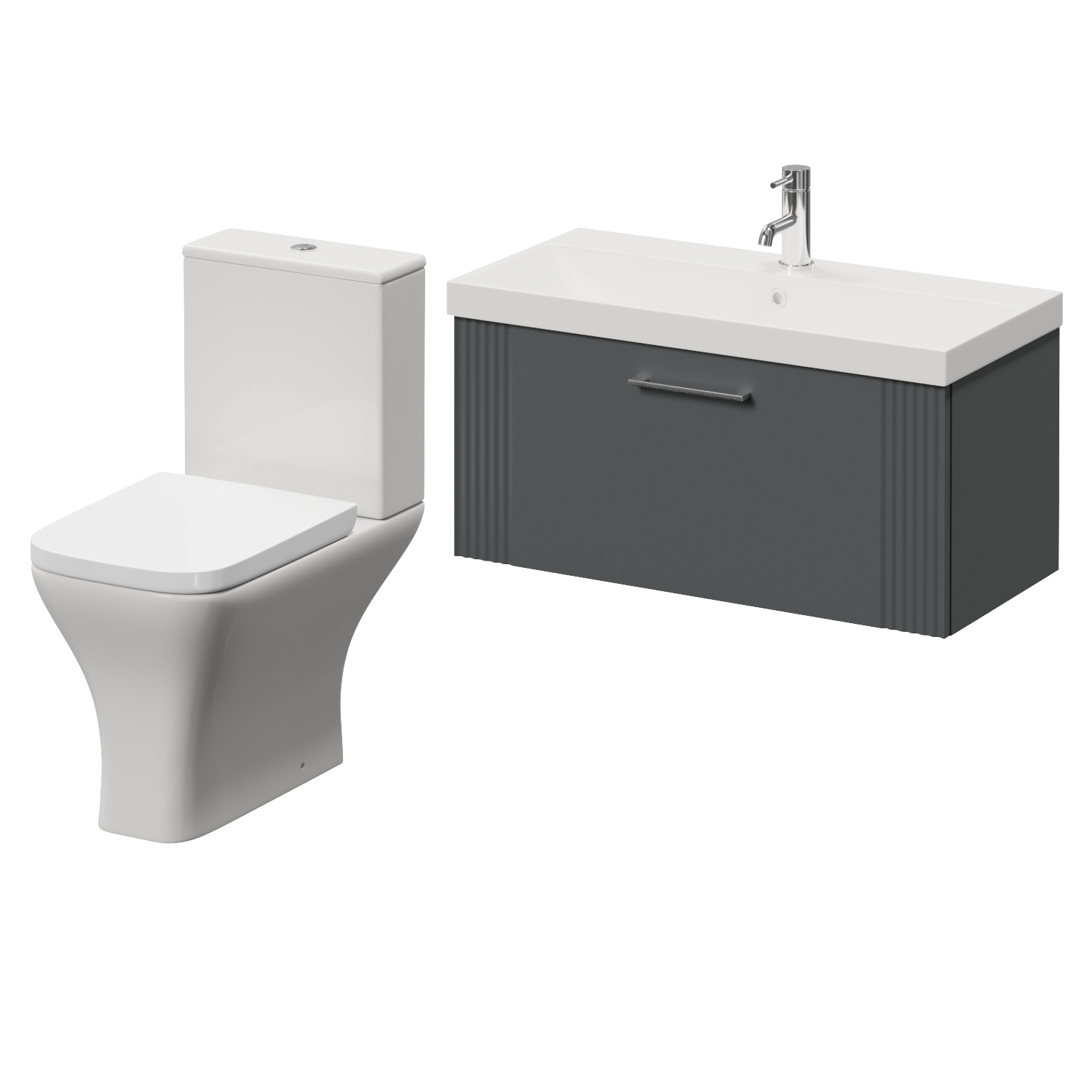 Avant Wall Mounted Single Drawer Vanity Unit and Kingston Toilet Suite with Rimini Basin