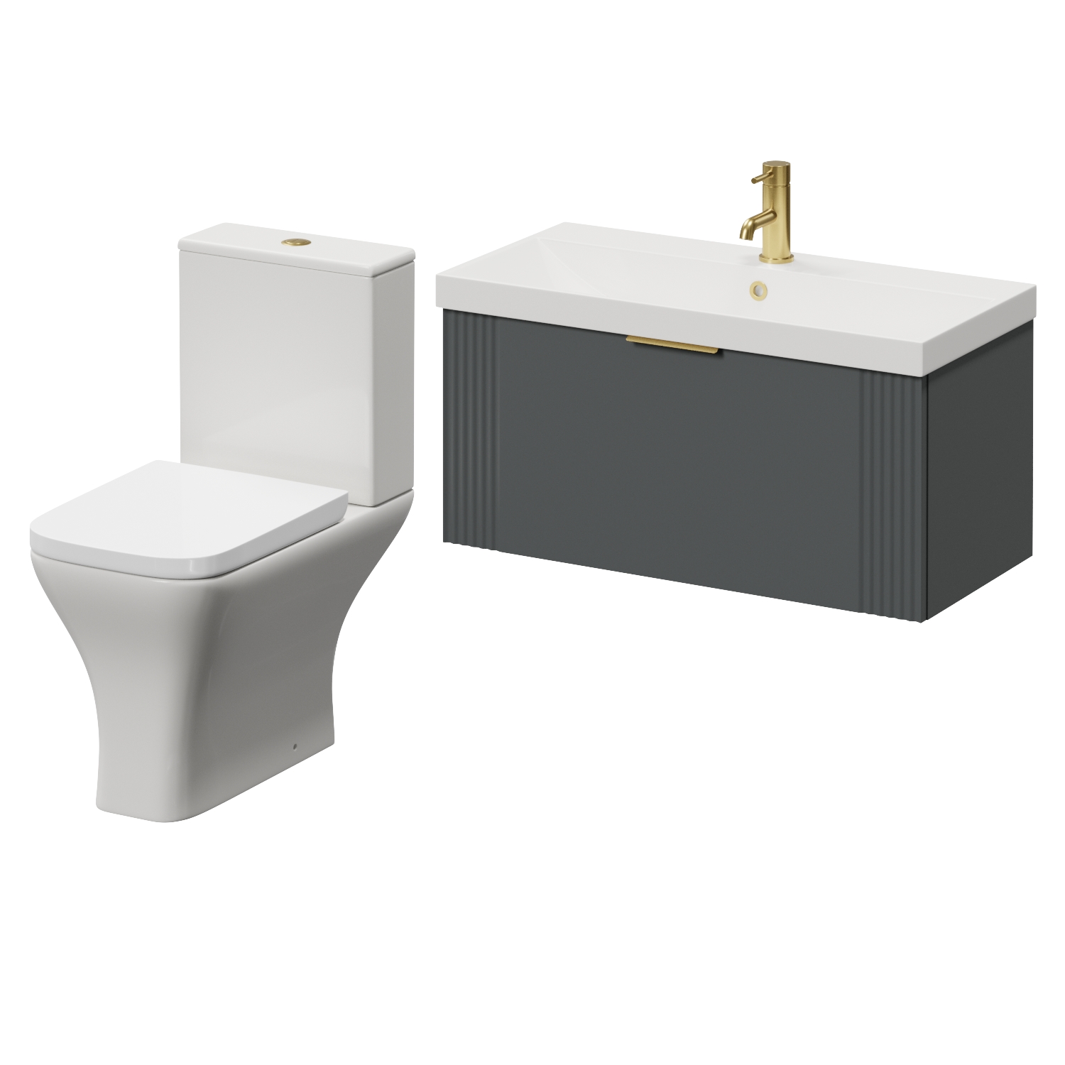 Avant Wall Mounted Single Drawer Vanity Unit and Kingston Toilet Suite with Rimini Basin