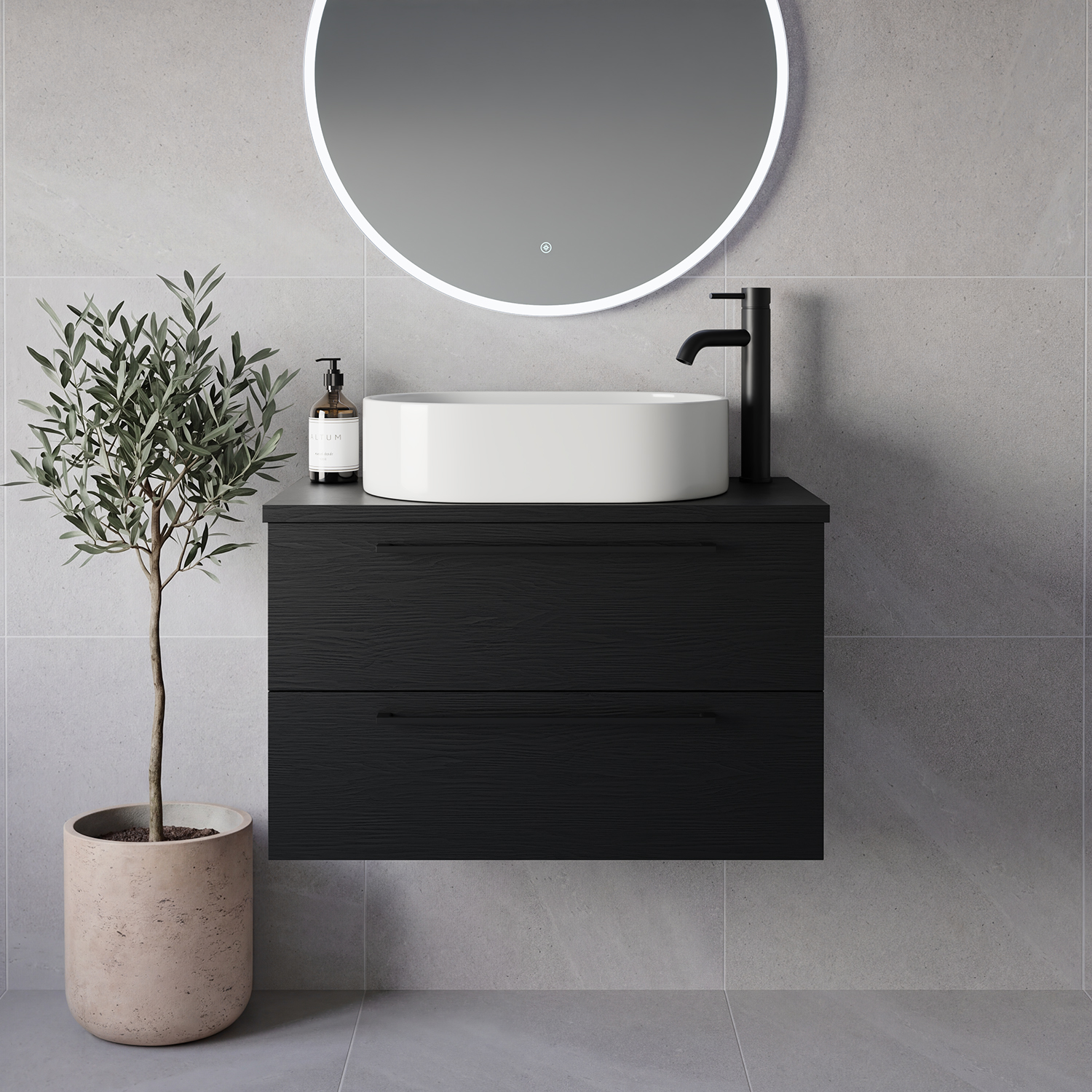 Napoli 390 Wall Mounted 2 Drawer Vanity Unit for Countertop Basins