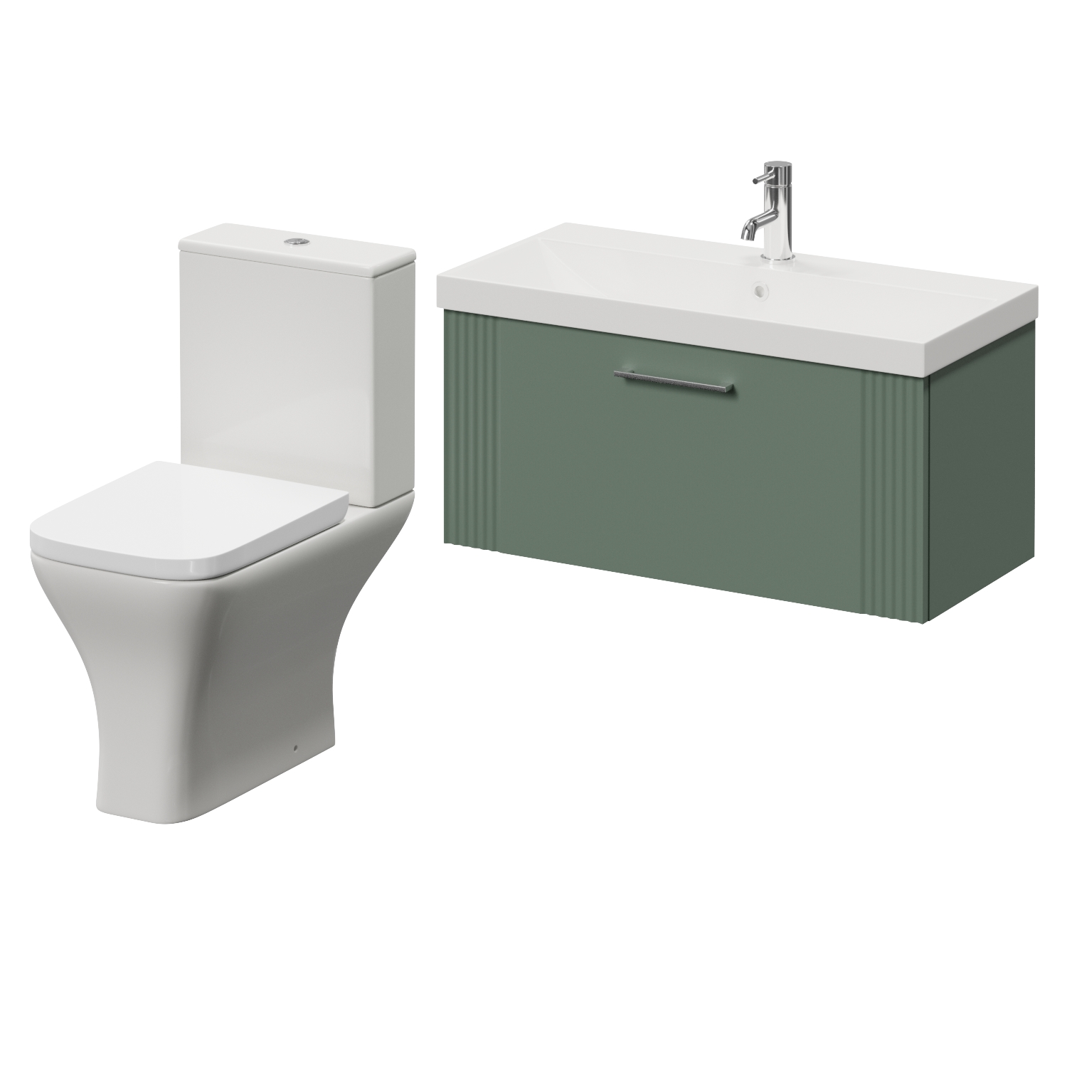 Avant Wall Mounted Single Drawer Vanity Unit and Kingston Toilet Suite with Rimini Basin