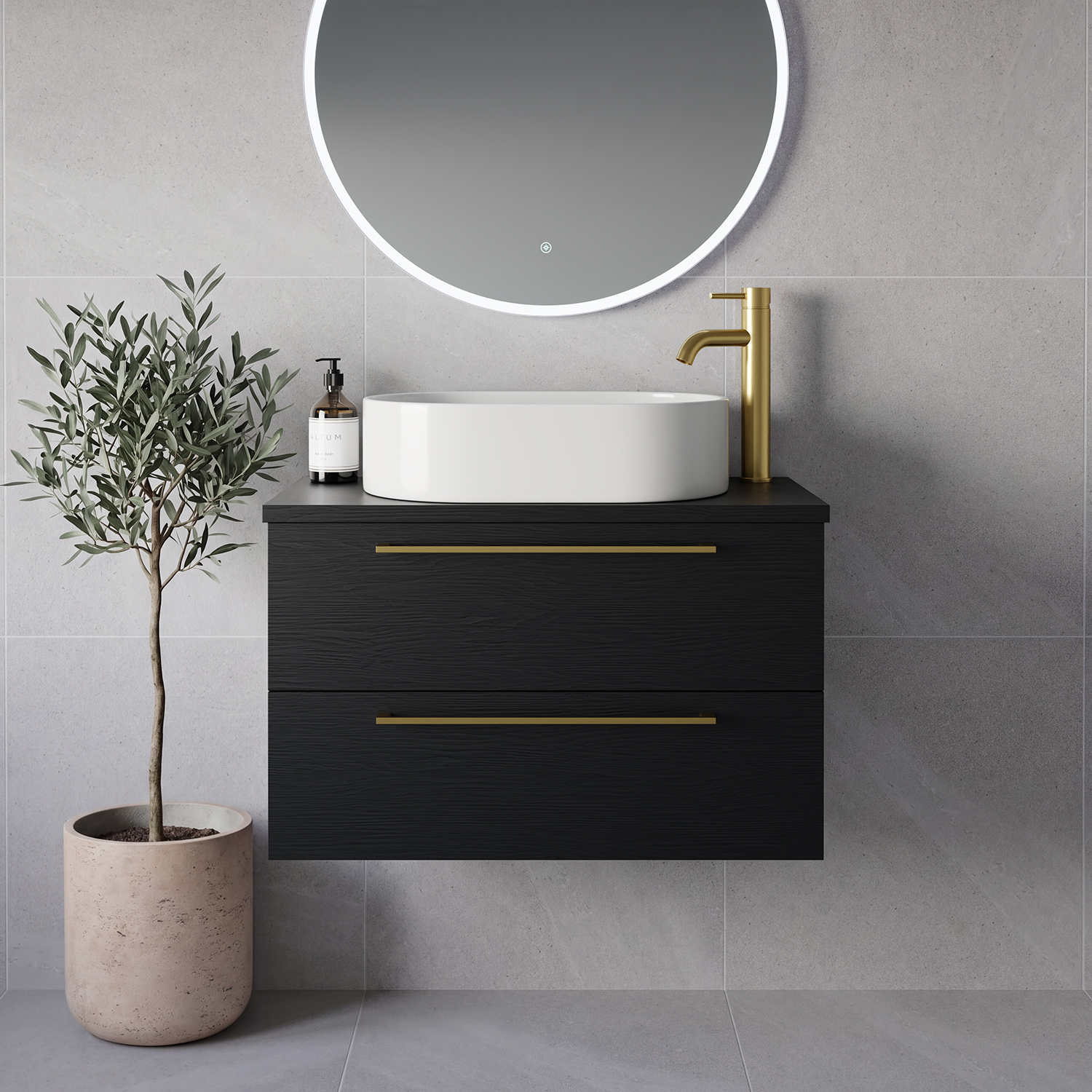 Napoli 390 Wall Mounted 2 Drawer Vanity Unit for Countertop Basins