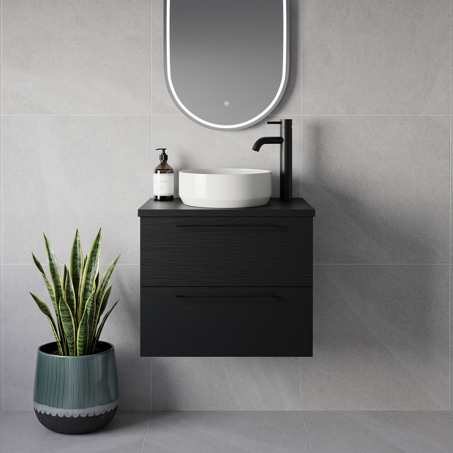 Napoli 390 Wall Mounted 2 Drawer Vanity Unit for Countertop Basins