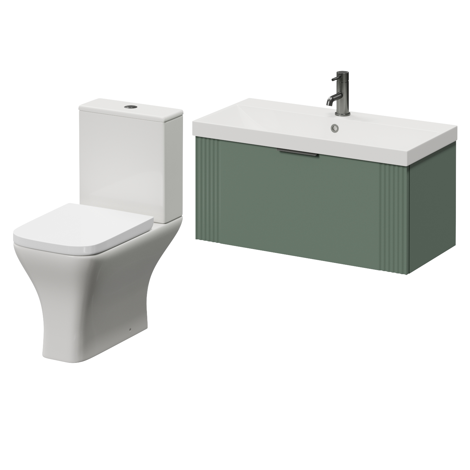 Avant Wall Mounted Single Drawer Vanity Unit and Kingston Toilet Suite with Rimini Basin