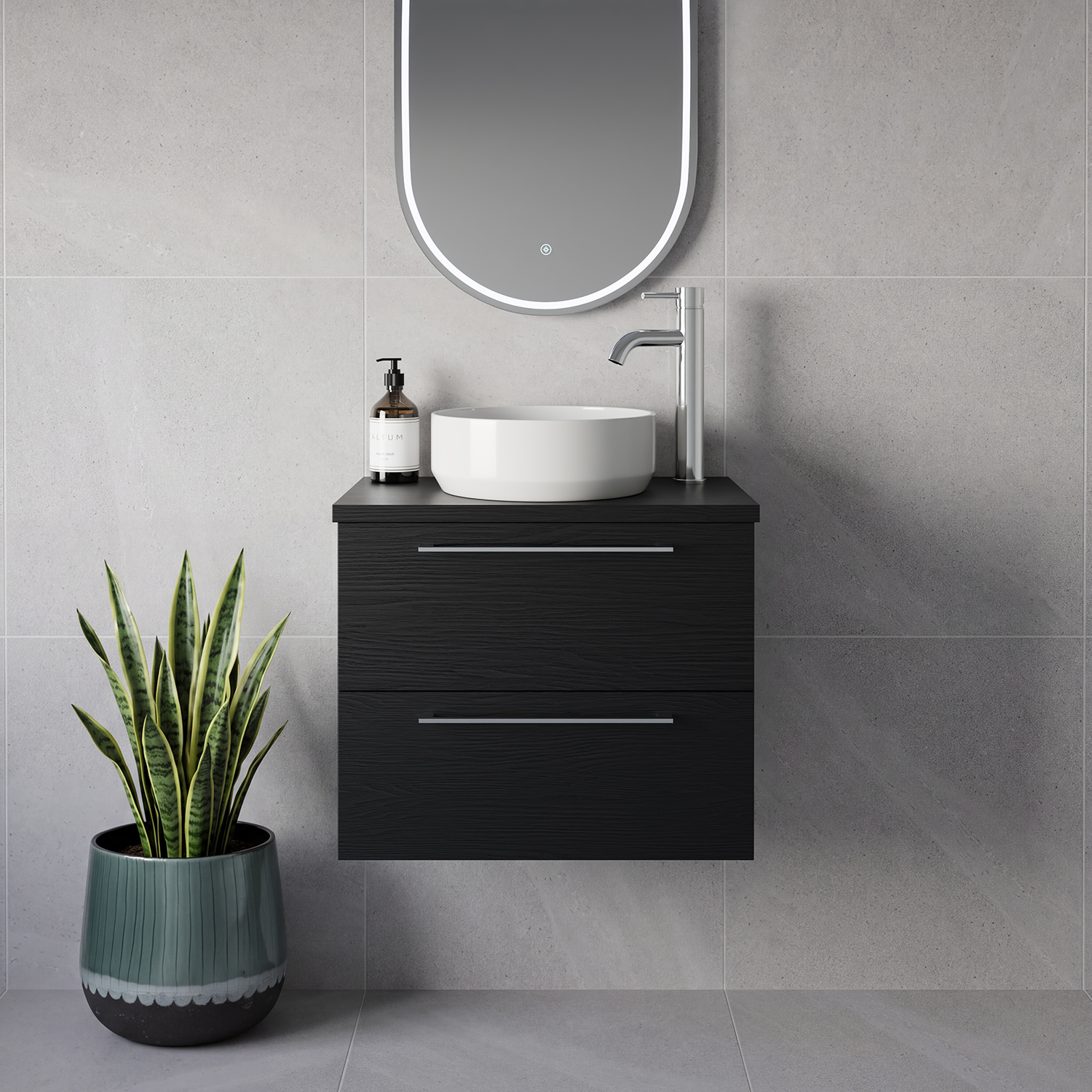 Napoli 390 Wall Mounted 2 Drawer Vanity Unit for Countertop Basins