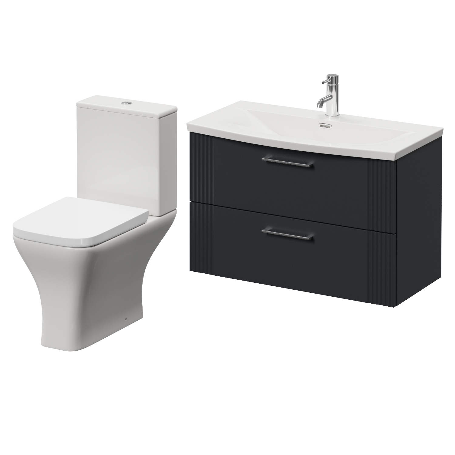 Avant Wall Mounted 2 Drawer Vanity Unit and Kingston Toilet Suite with Arc Basin