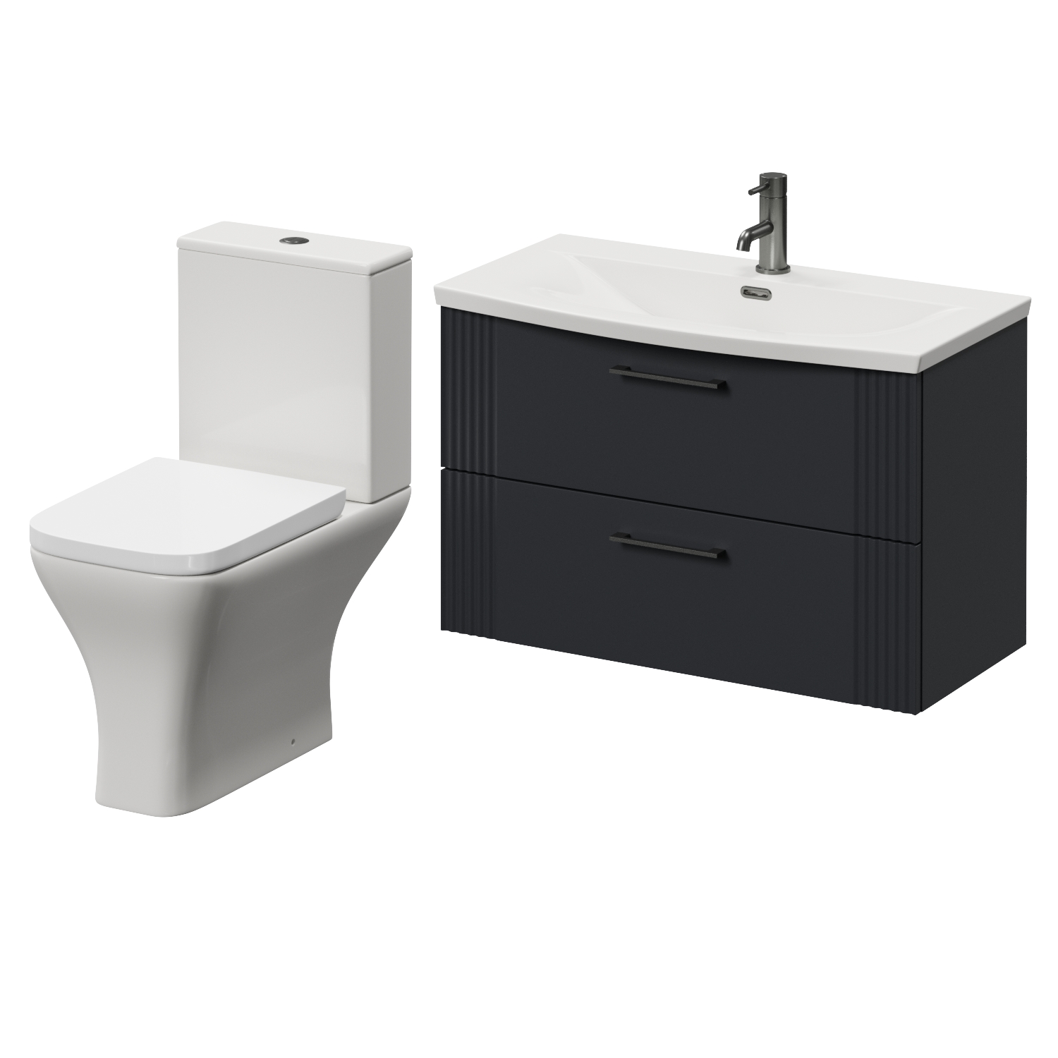 Avant Wall Mounted 2 Drawer Vanity Unit and Kingston Toilet Suite with Arc Basin