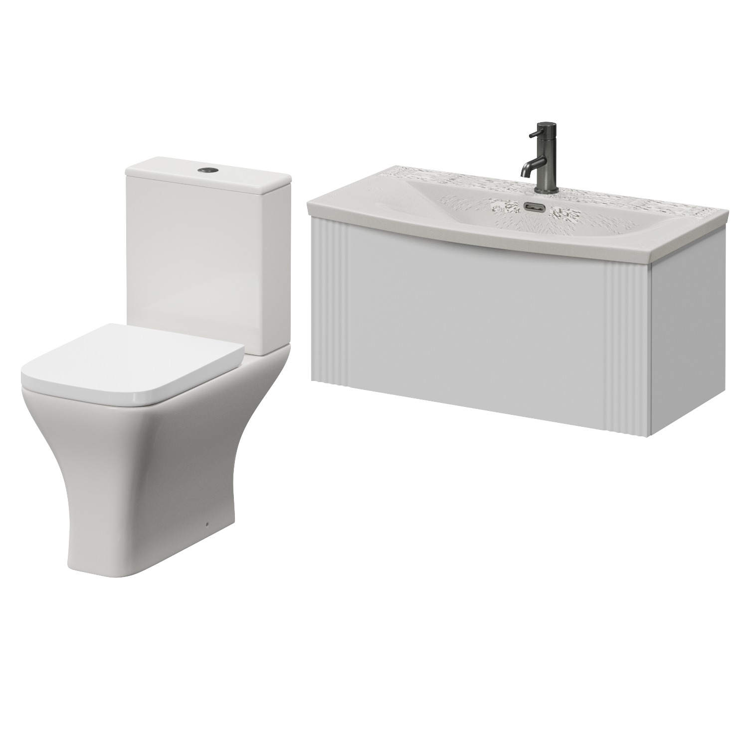 Avant Wall Mounted Single Drawer Vanity Unit and Kingston Toilet Suite with Arc Basin