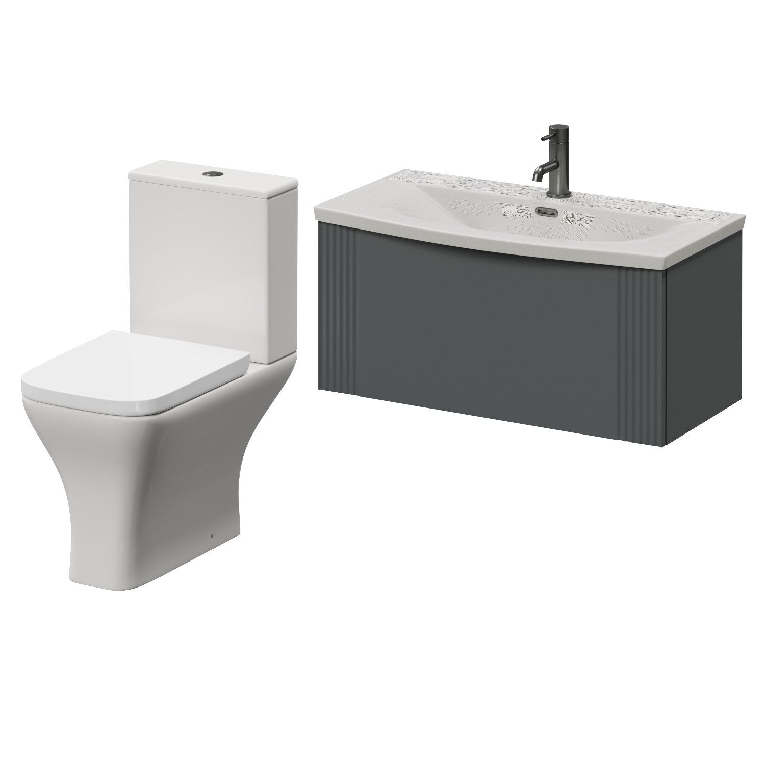 Avant Wall Mounted Single Drawer Vanity Unit and Kingston Toilet Suite with Arc Basin