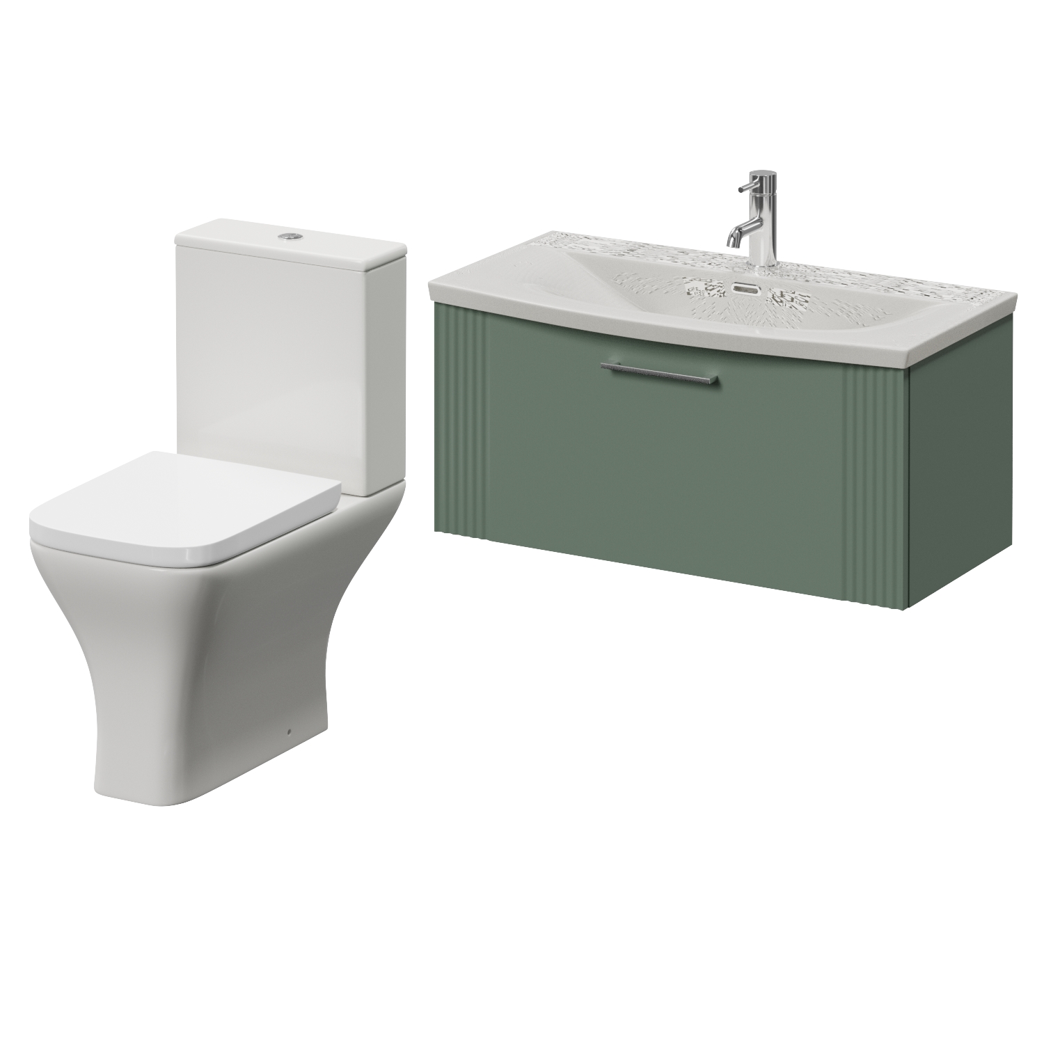 Avant Wall Mounted Single Drawer Vanity Unit and Kingston Toilet Suite with Arc Basin
