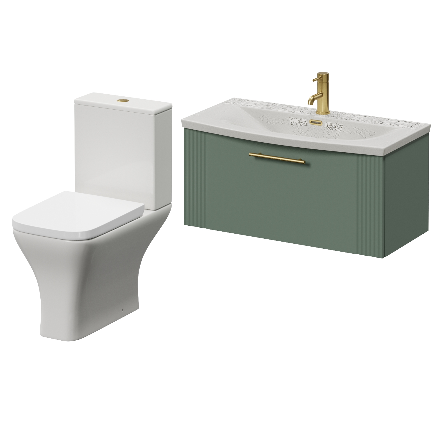 Avant Wall Mounted Single Drawer Vanity Unit and Kingston Toilet Suite with Arc Basin