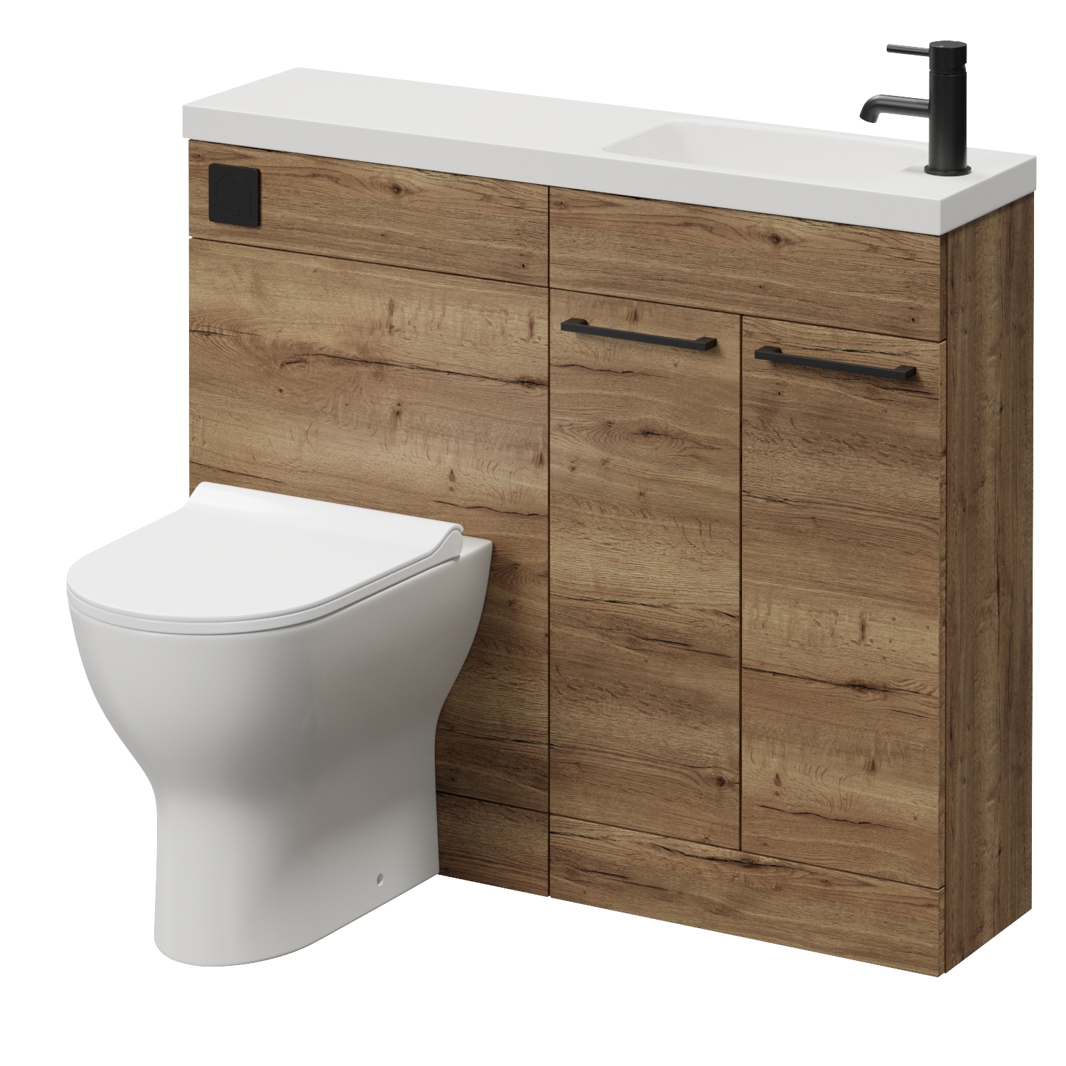 Napoli Tobacco Oak 250 2 Door Vanity Unit Toilet Suite With Round Silvo Basin | | Mdf | 1000Mm