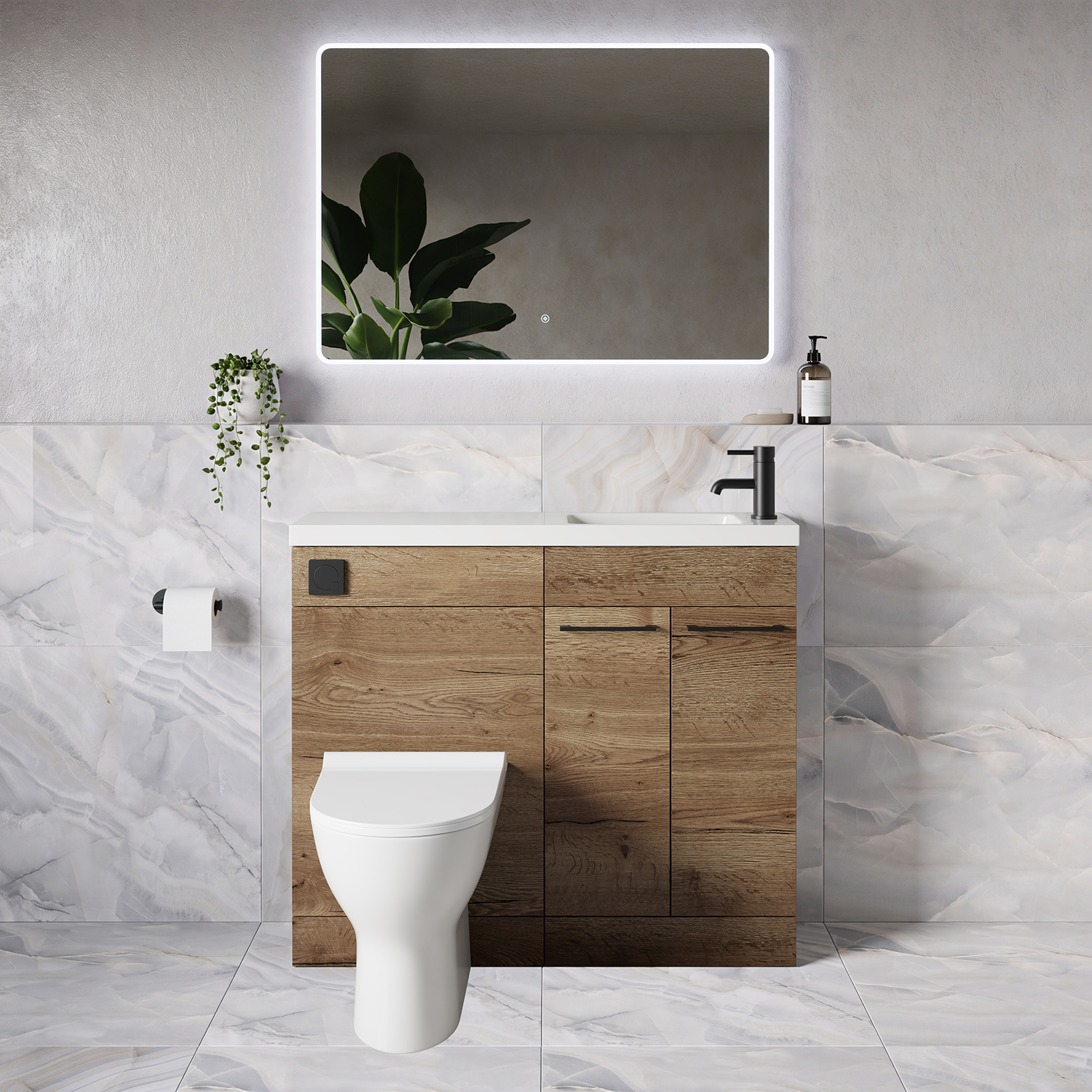 Napoli 250 2 Door Vanity Unit Toilet Suite with Round Silvo Basin