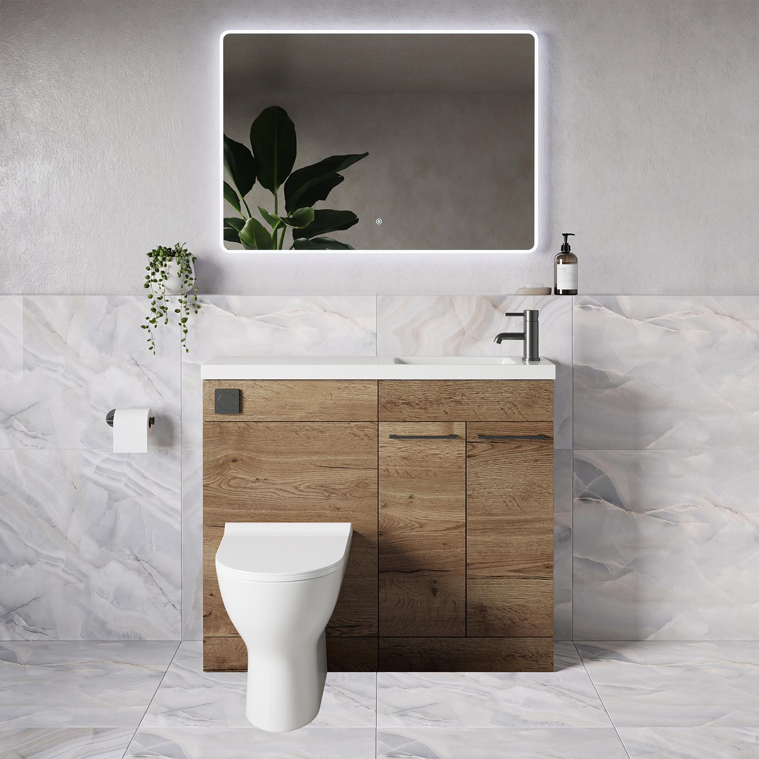 Napoli 250 2 Door Vanity Unit Toilet Suite with Round Silvo Basin