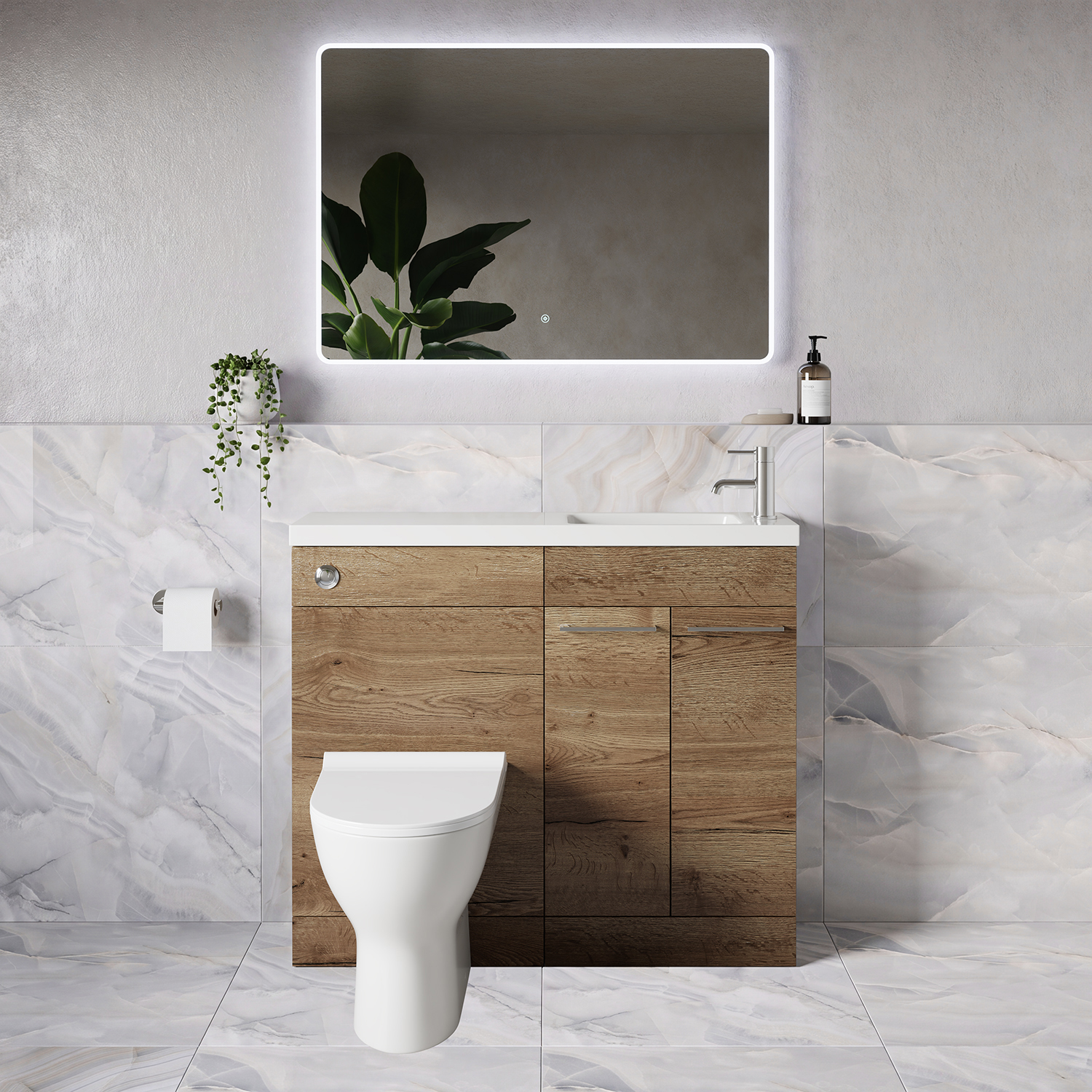 Napoli 250 2 Door Vanity Unit Toilet Suite with Round Silvo Basin