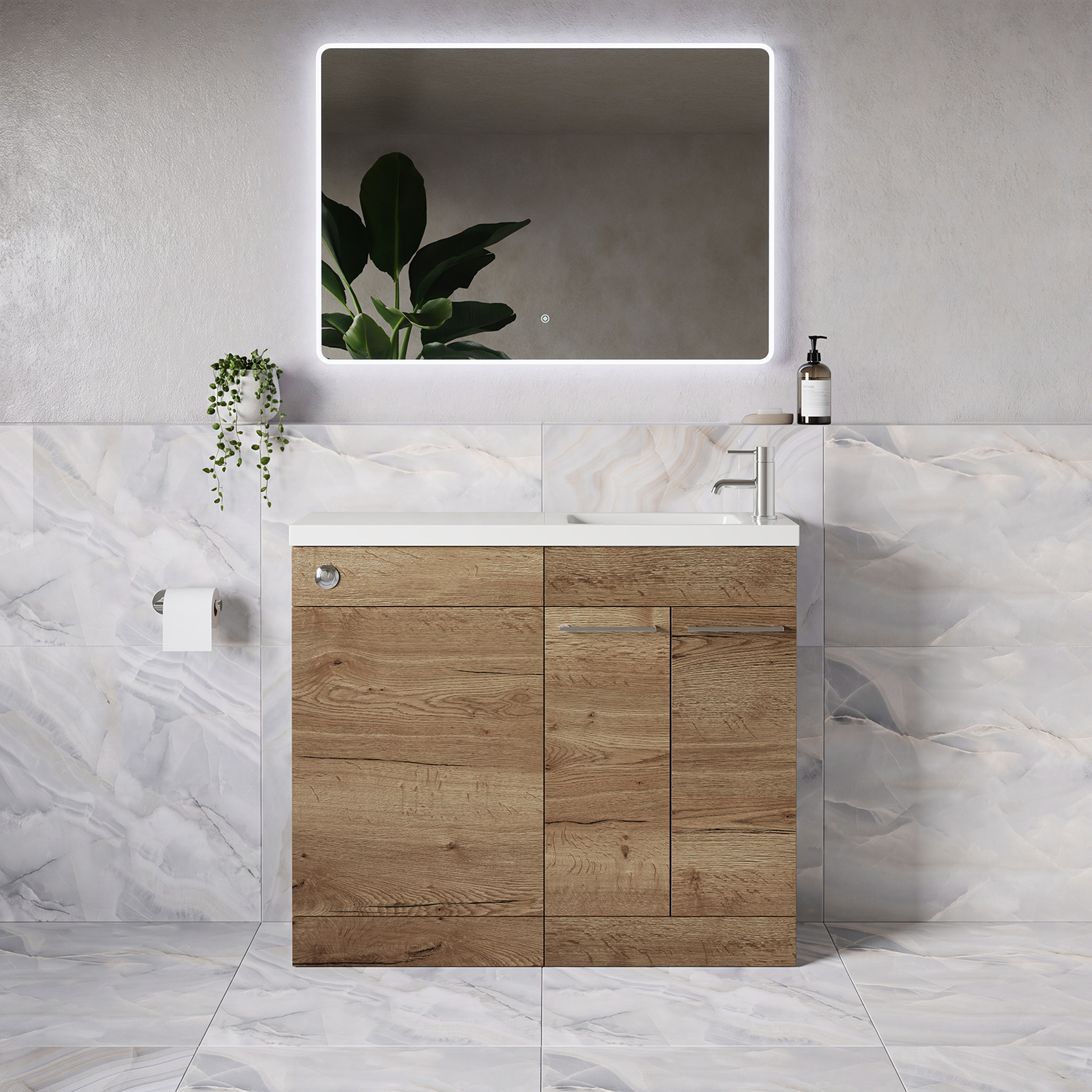 Napoli 250 2 Door Vanity Unit Toilet Suite with Round Silvo Basin