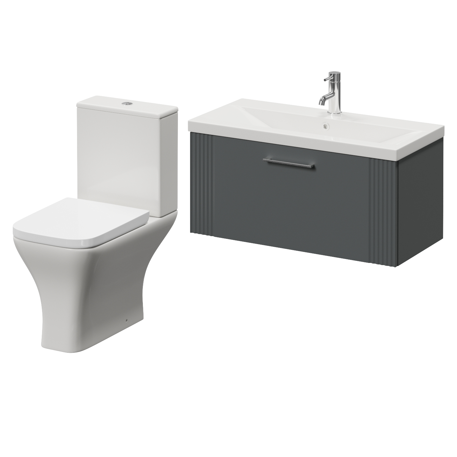 Avant Wall Mounted Single Drawer Vanity Unit and Kingston Toilet Suite with Glide Basin