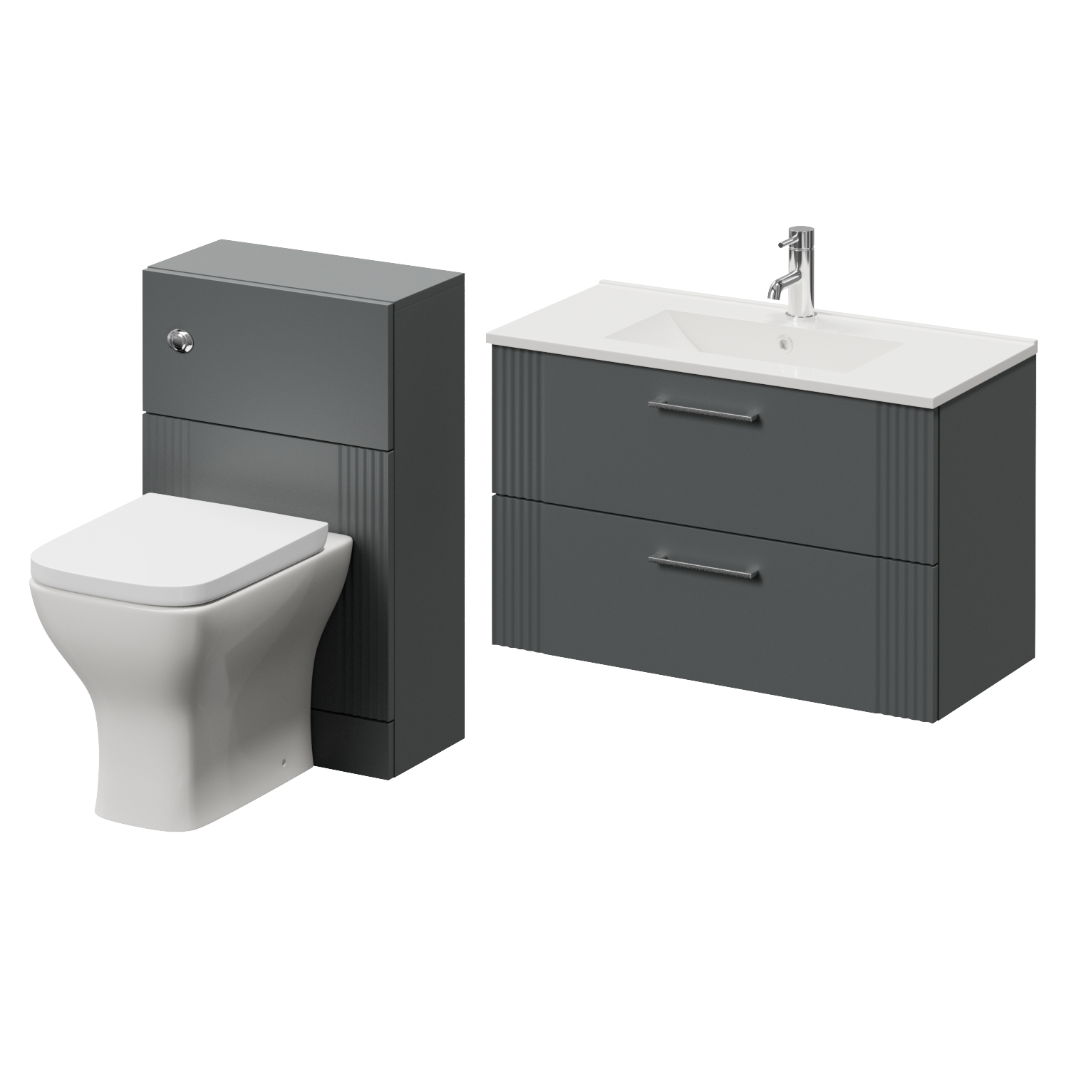 Avant Wall Mounted 2 Drawer Vanity Unit and Toilet Suite with Angel Basin