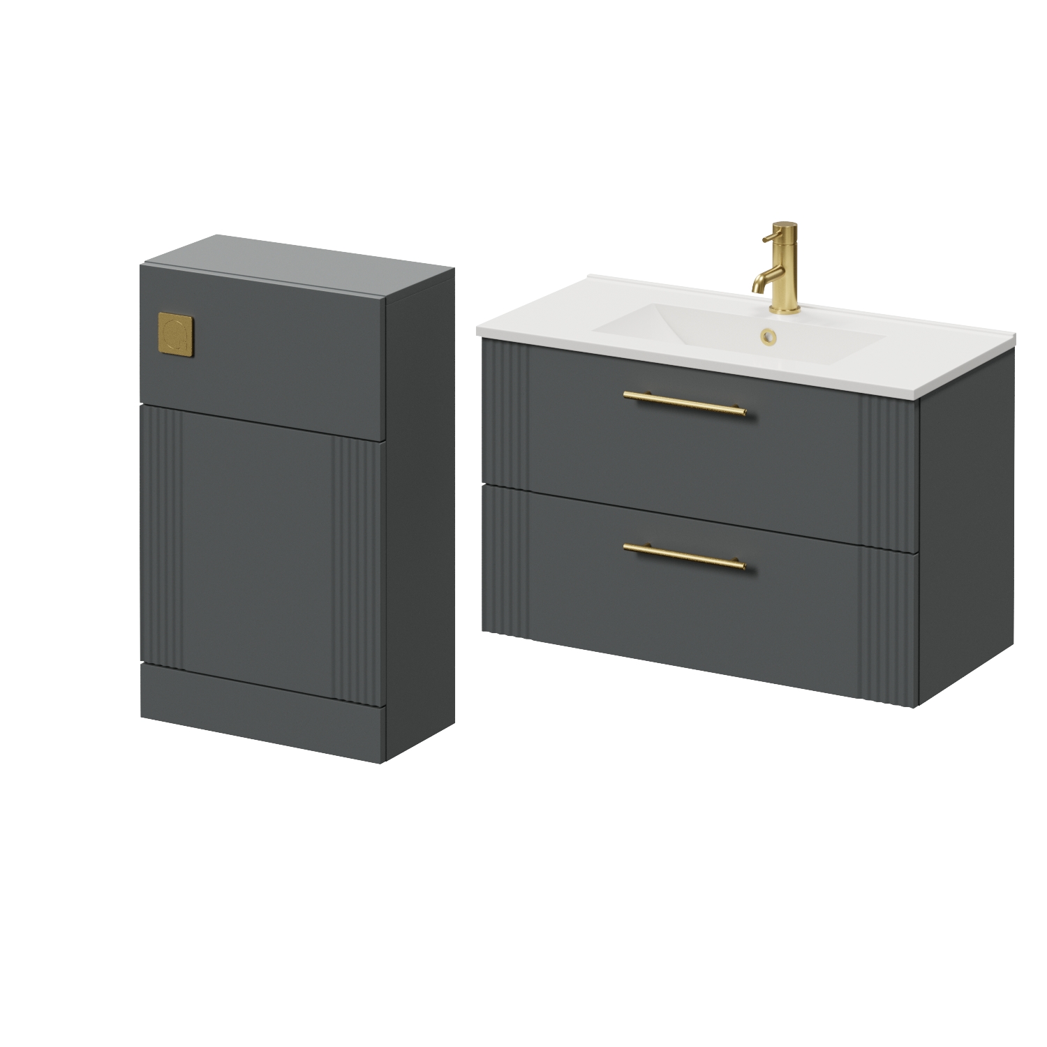 Avant Wall Mounted 2 Drawer Vanity Unit and Toilet Suite with Angel Basin