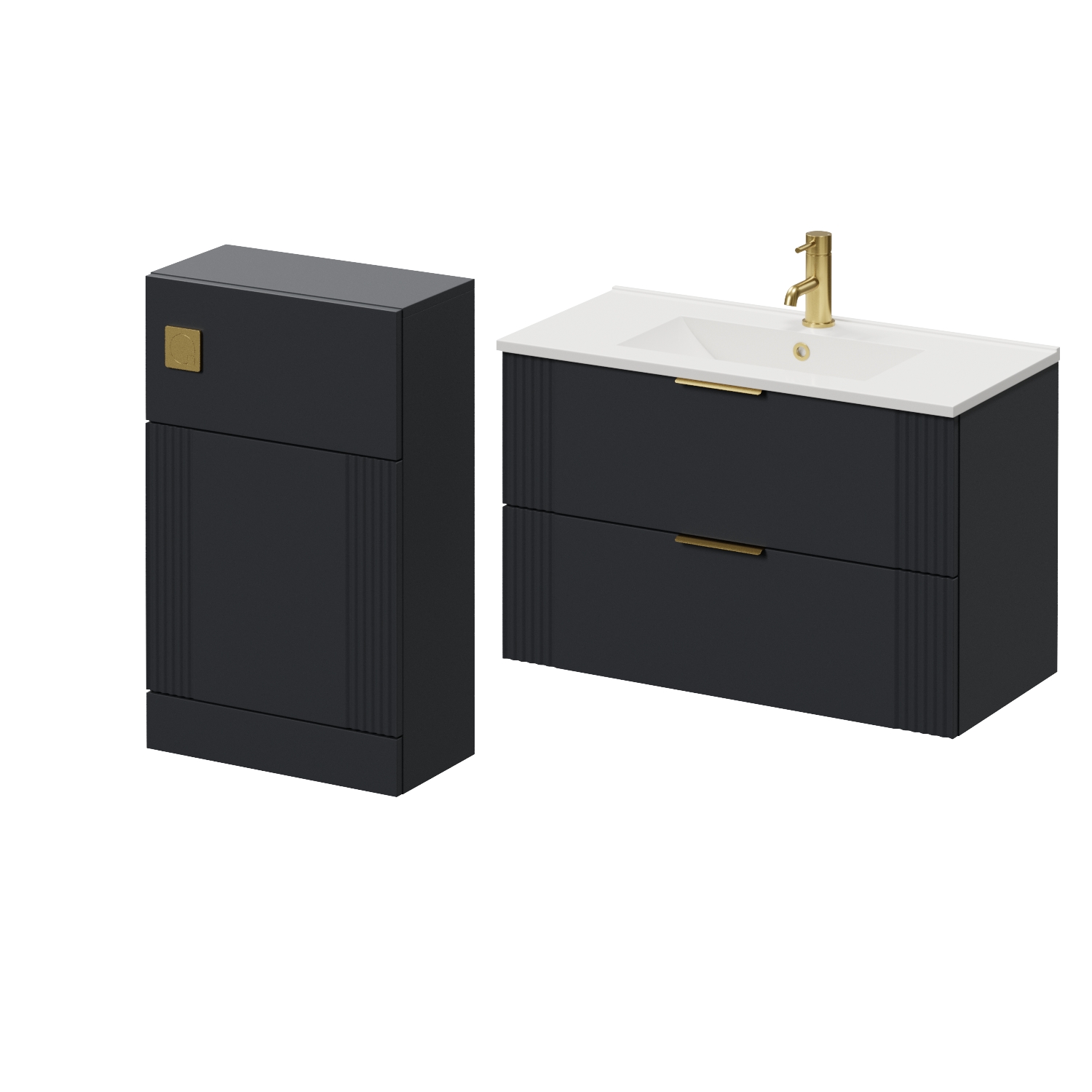 Avant Wall Mounted 2 Drawer Vanity Unit and Toilet Suite with Angel Basin