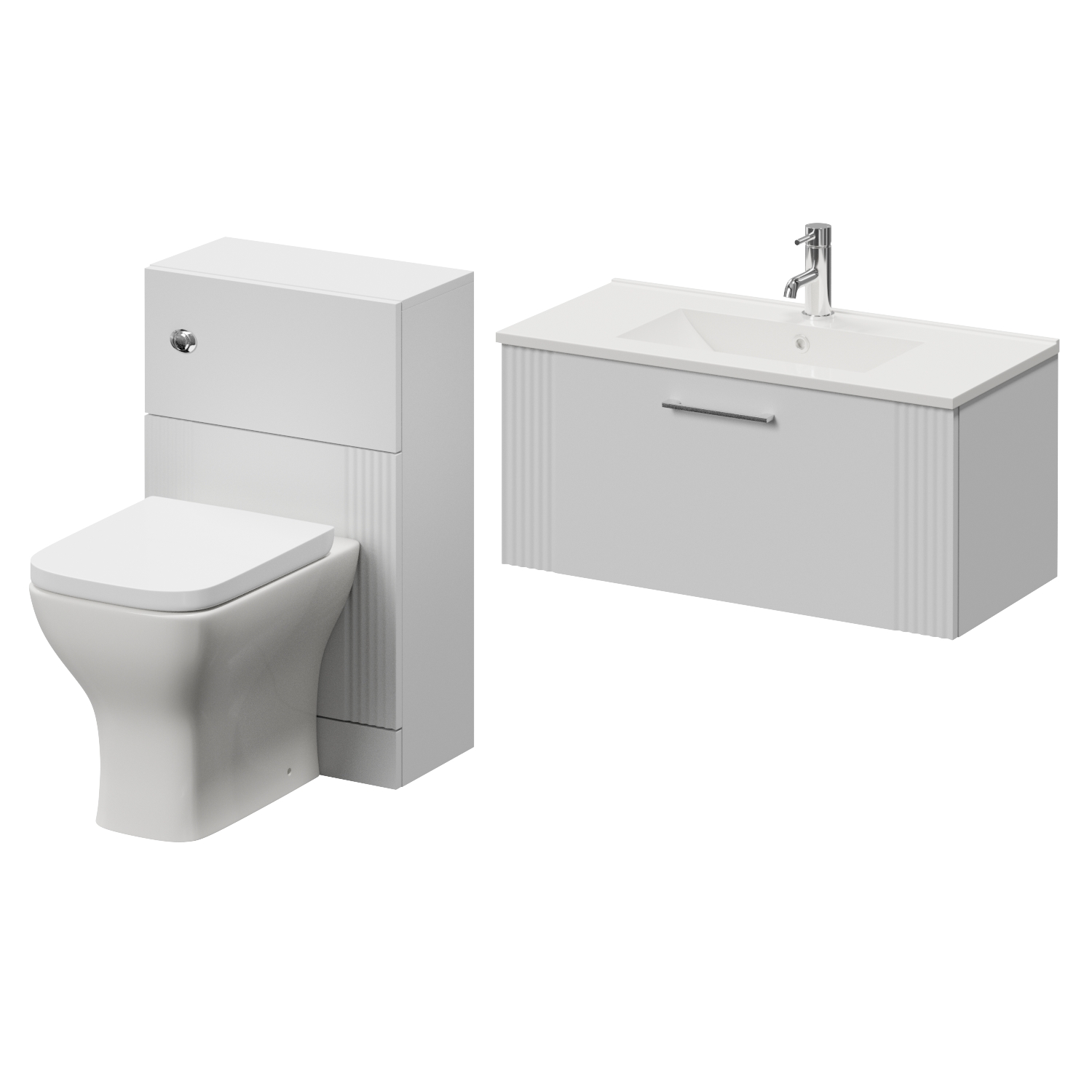 Avant Wall Mounted Single Drawer Vanity Unit and Toilet Suite with Angel Basin