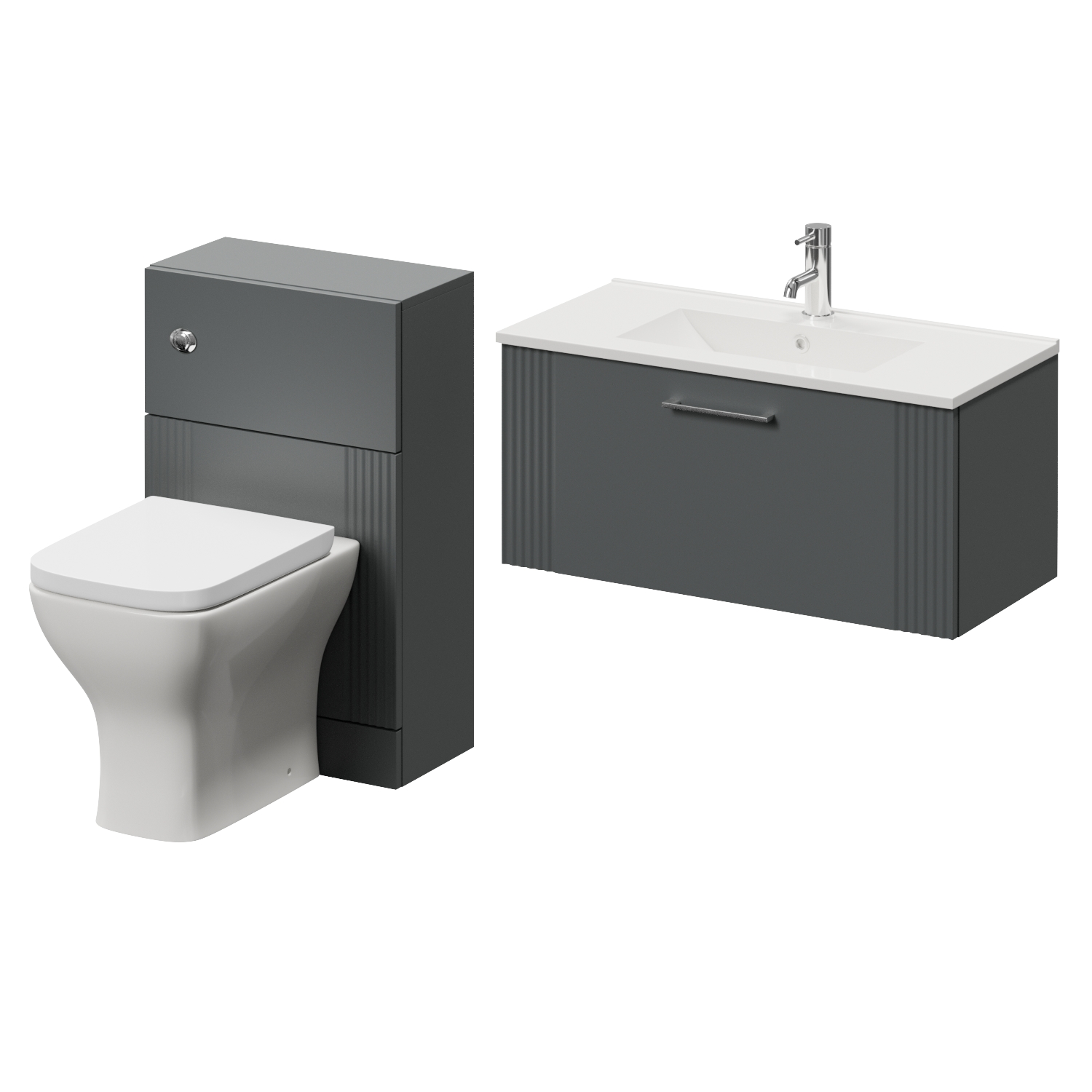 Avant Wall Mounted Single Drawer Vanity Unit and Toilet Suite with Angel Basin