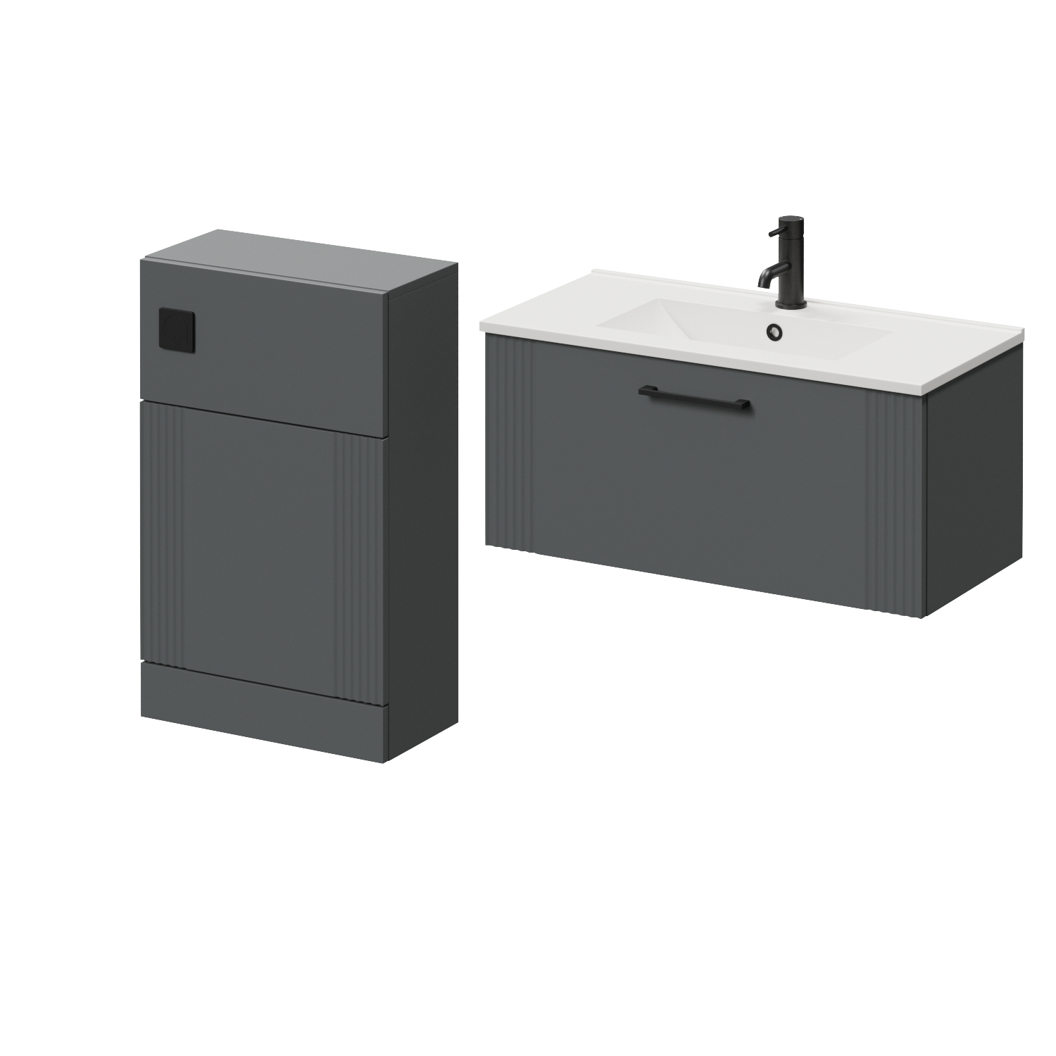 Avant Wall Mounted Single Drawer Vanity Unit and Toilet Suite with Angel Basin