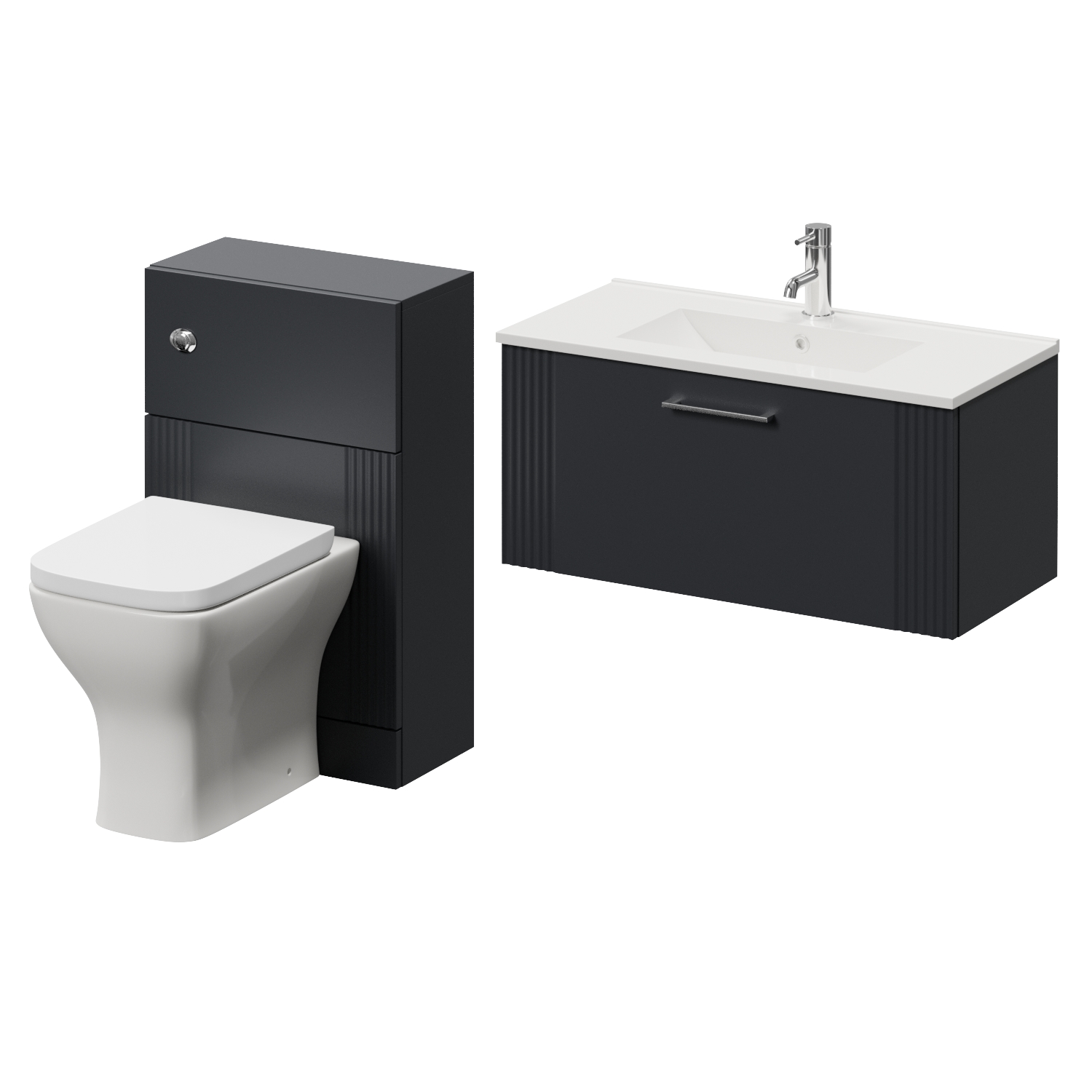 Avant Wall Mounted Single Drawer Vanity Unit and Toilet Suite with Angel Basin