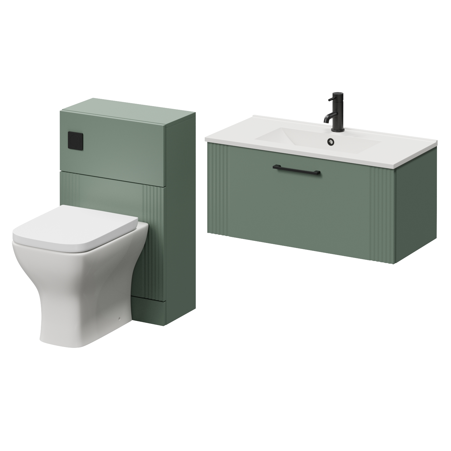 Avant Wall Mounted Single Drawer Vanity Unit and Toilet Suite with Angel Basin