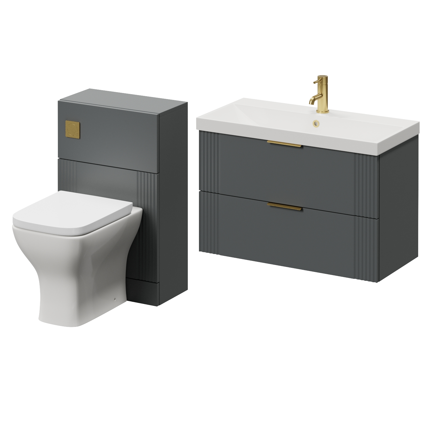 Avant Wall Mounted 2 Drawer Vanity Unit and Toilet Suite with Rimini Basin