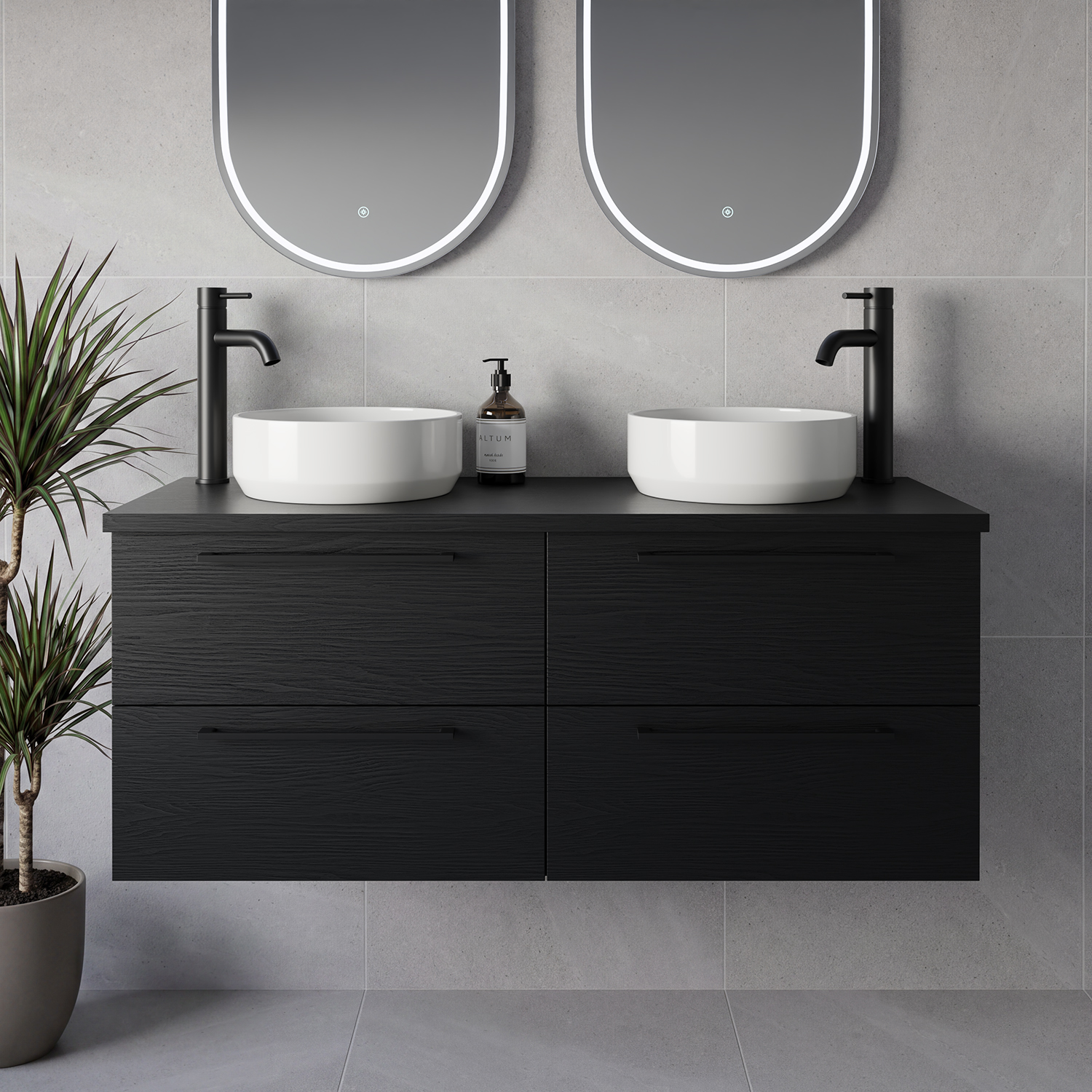 Napoli 460 Wall Mounted 4 Drawer Vanity Unit for Countertop Basins
