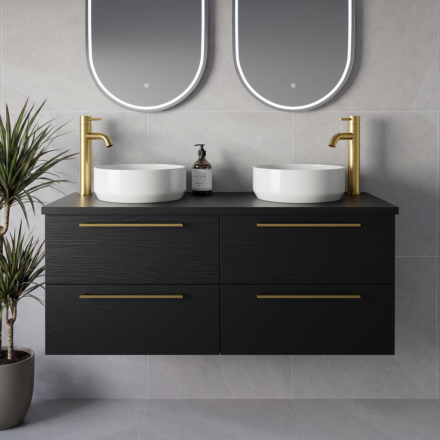 Napoli 460 Wall Mounted 4 Drawer Vanity Unit for Countertop Basins