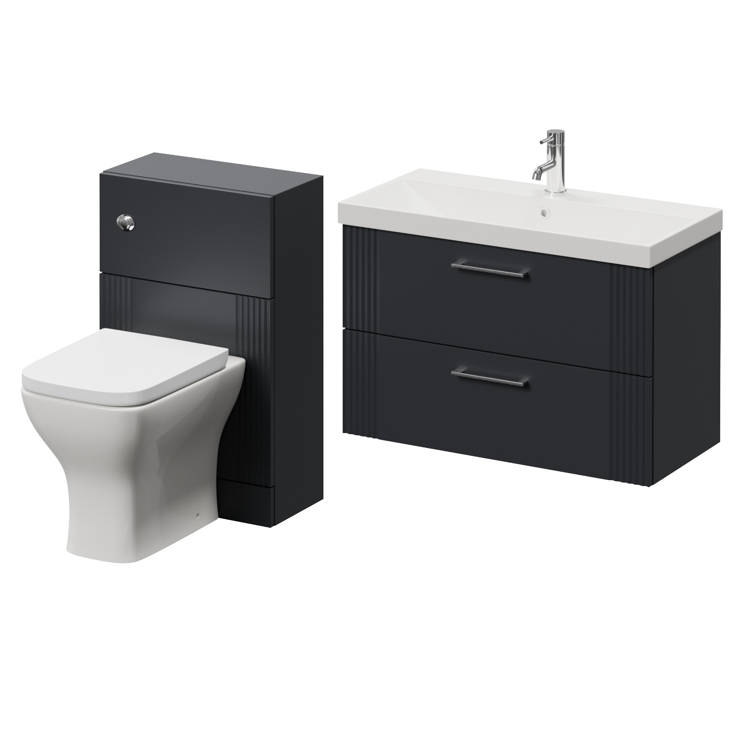 Avant Wall Mounted 2 Drawer Vanity Unit and Toilet Suite with Rimini Basin
