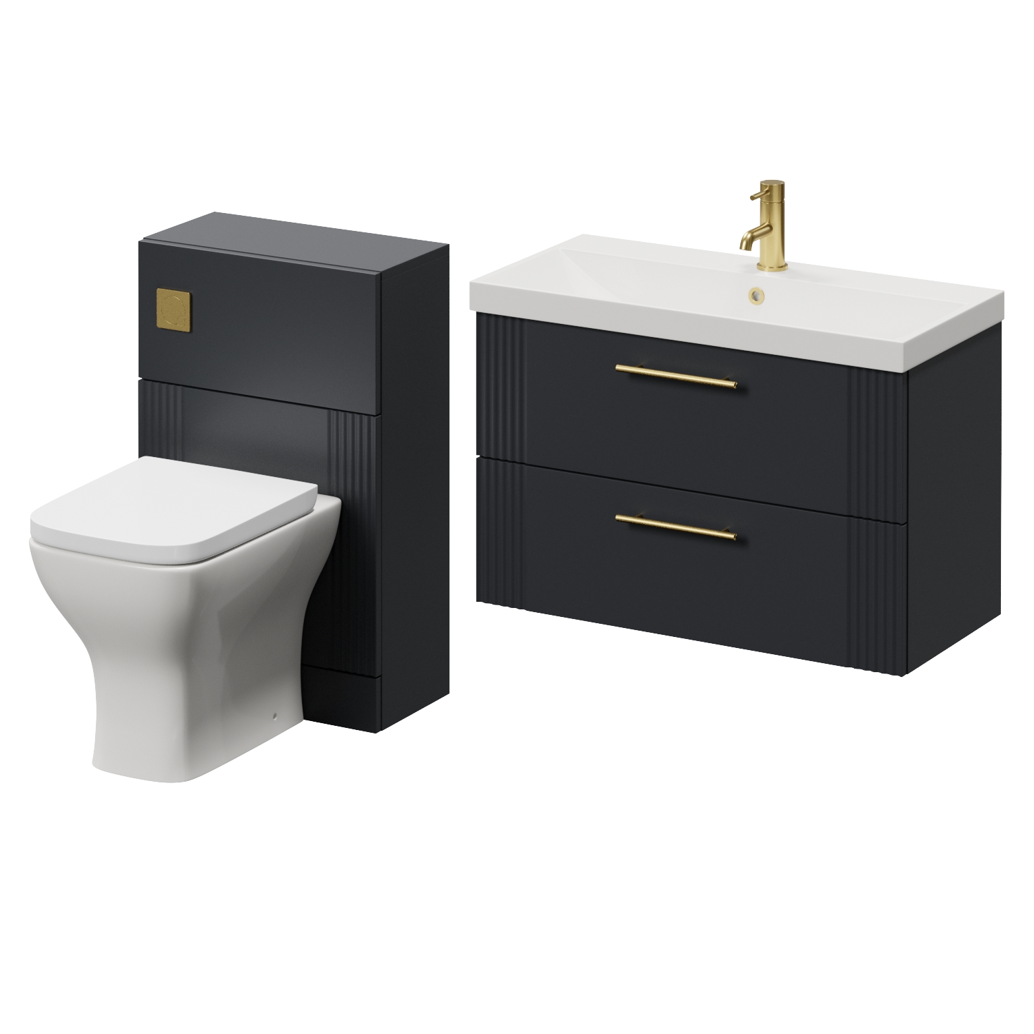 Avant Wall Mounted 2 Drawer Vanity Unit and Toilet Suite with Rimini Basin
