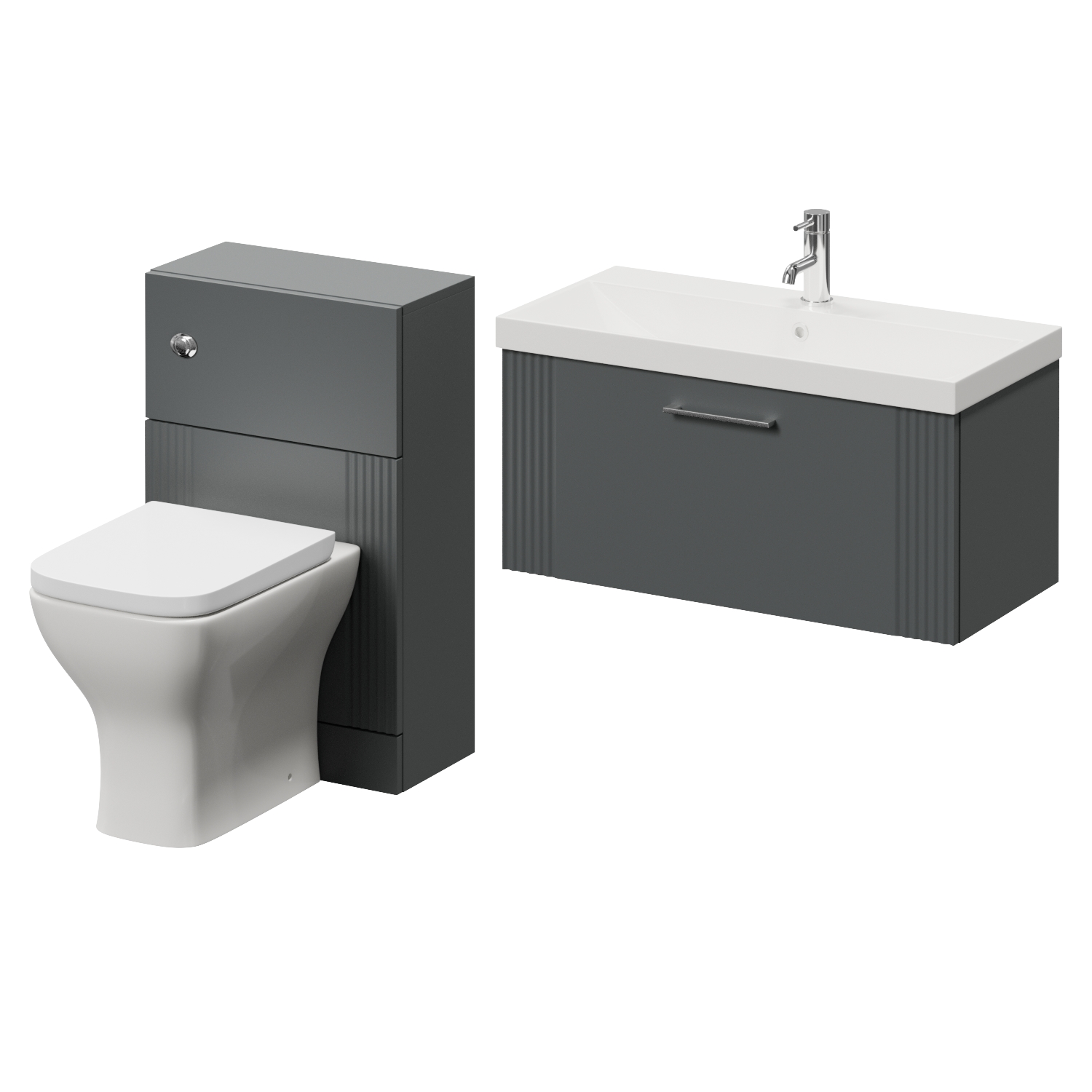 Avant Wall Mounted Single Drawer Vanity Unit and Toilet Suite with Rimini Basin