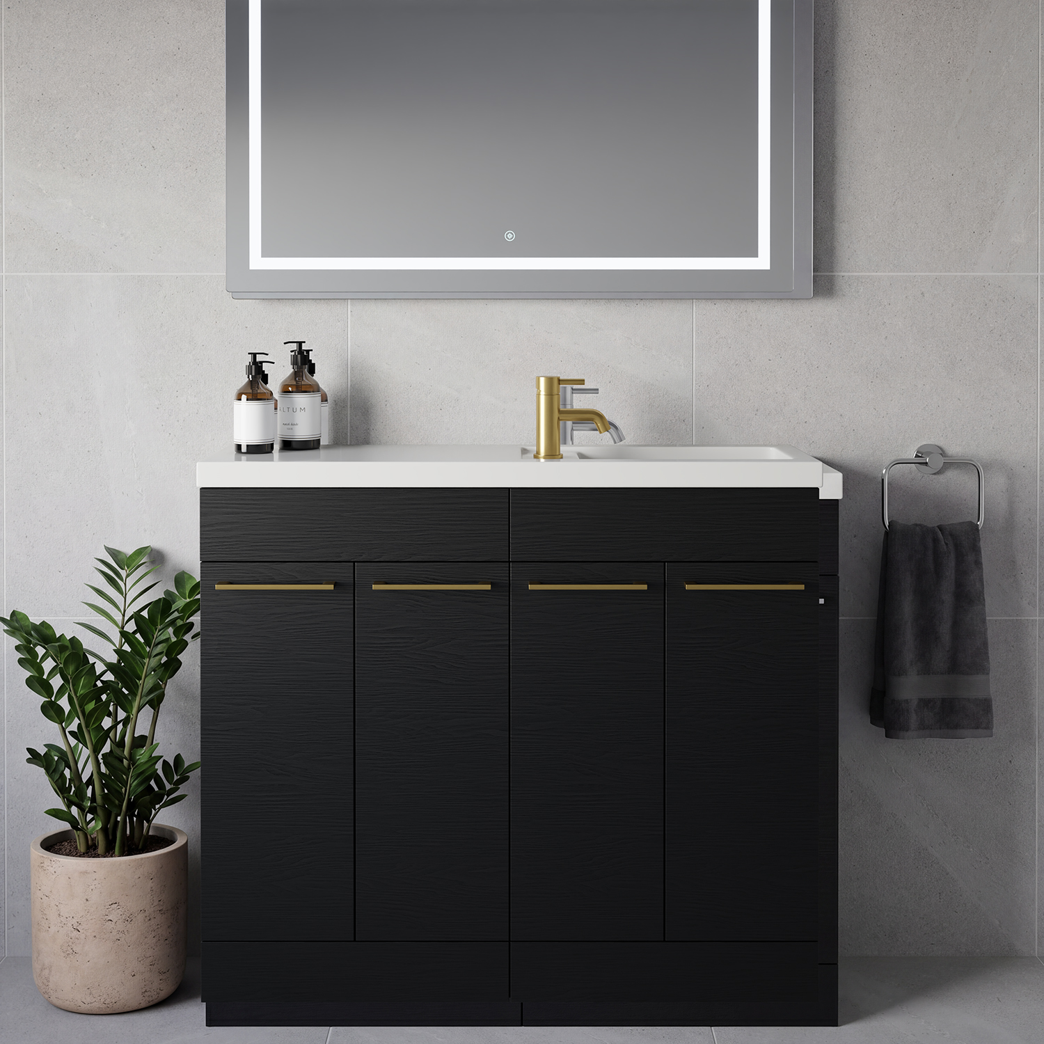 Napoli 250 4 Door Vanity Unit with Square Silvo Basin