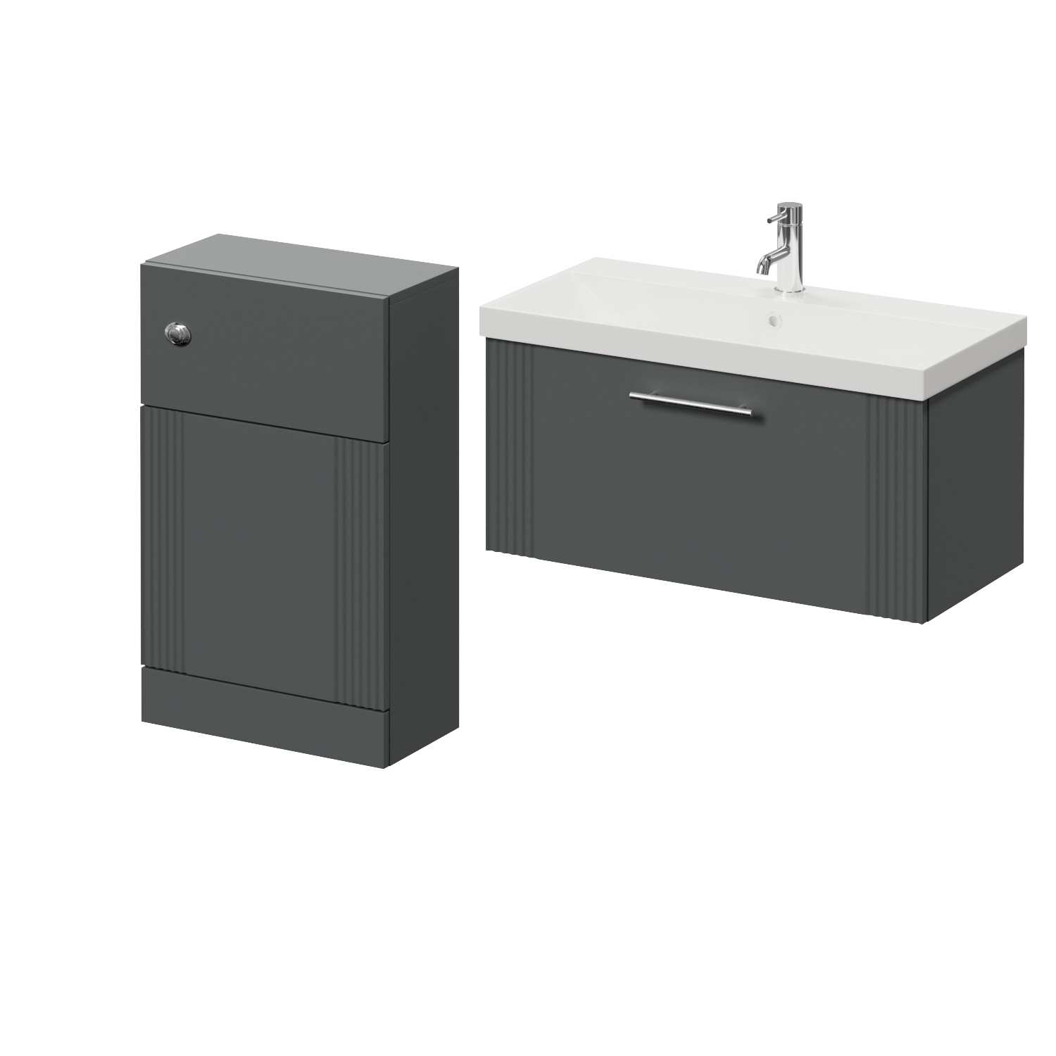 Avant Wall Mounted Single Drawer Vanity Unit and Toilet Suite with Rimini Basin
