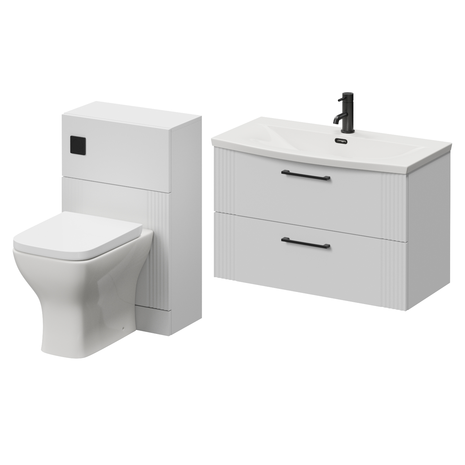 Avant Wall Mounted 2 Drawer Vanity Unit and Toilet Suite with Arc Basin