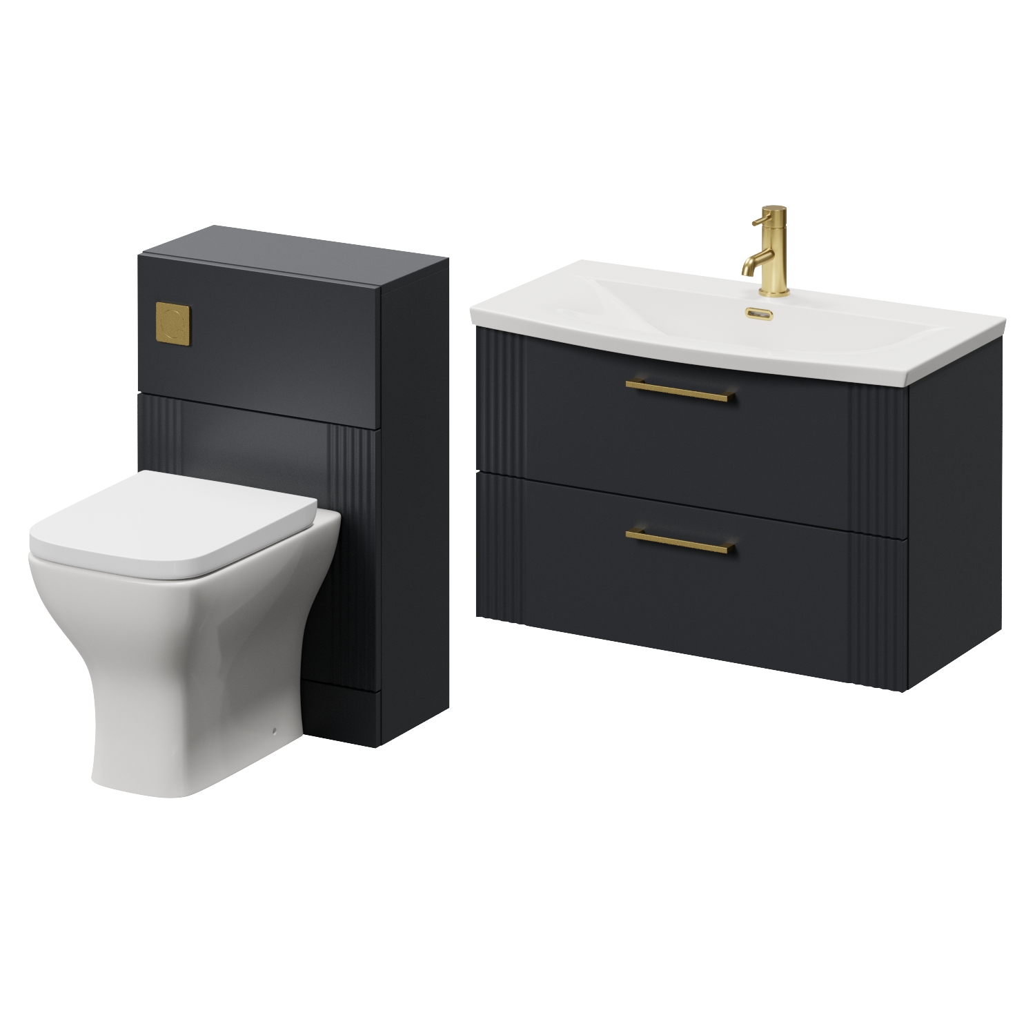 Avant Wall Mounted 2 Drawer Vanity Unit and Toilet Suite with Arc Basin