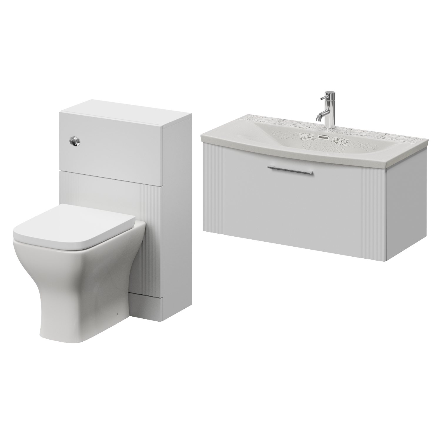 Avant Wall Mounted Single Drawer Vanity Unit and Toilet Suite with Arc Basin