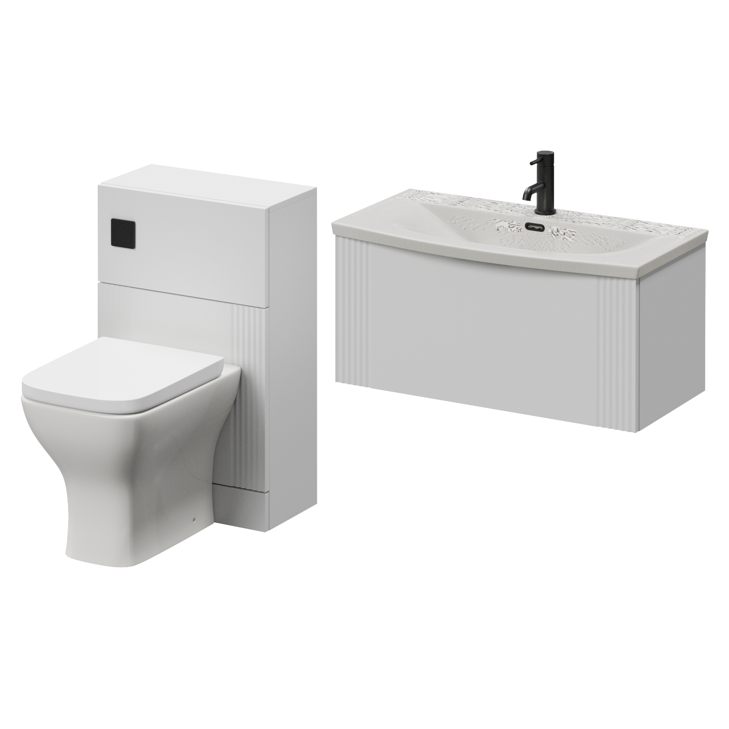 Avant Wall Mounted Single Drawer Vanity Unit and Toilet Suite with Arc Basin