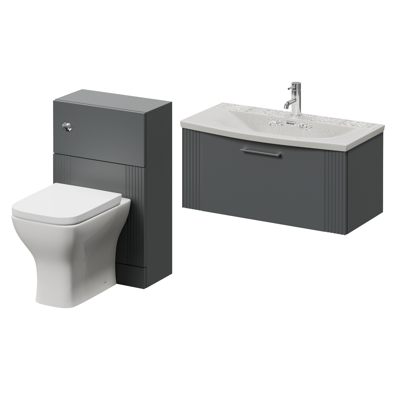 Avant Wall Mounted Single Drawer Vanity Unit and Toilet Suite with Arc Basin