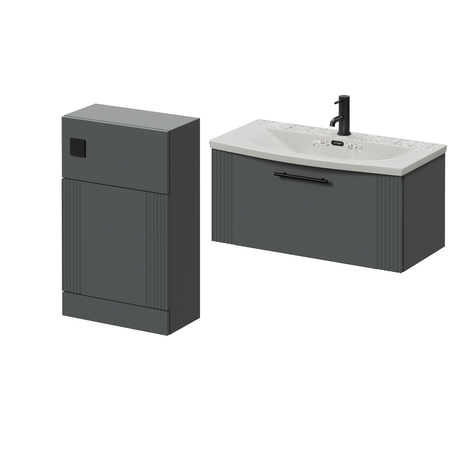 Avant Wall Mounted Single Drawer Vanity Unit and Toilet Suite with Arc Basin