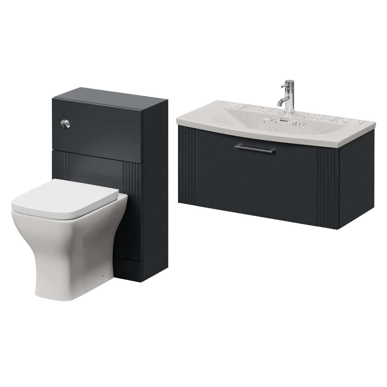 Avant Wall Mounted Single Drawer Vanity Unit and Toilet Suite with Arc Basin