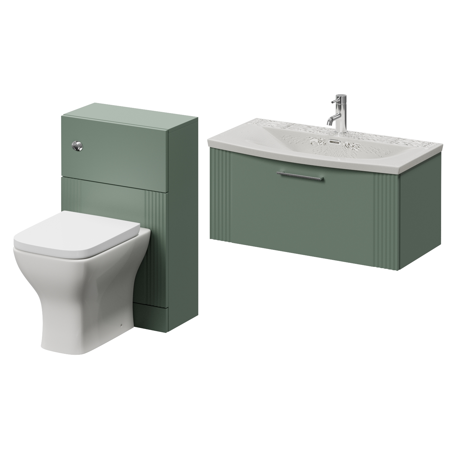 Avant Wall Mounted Single Drawer Vanity Unit and Toilet Suite with Arc Basin