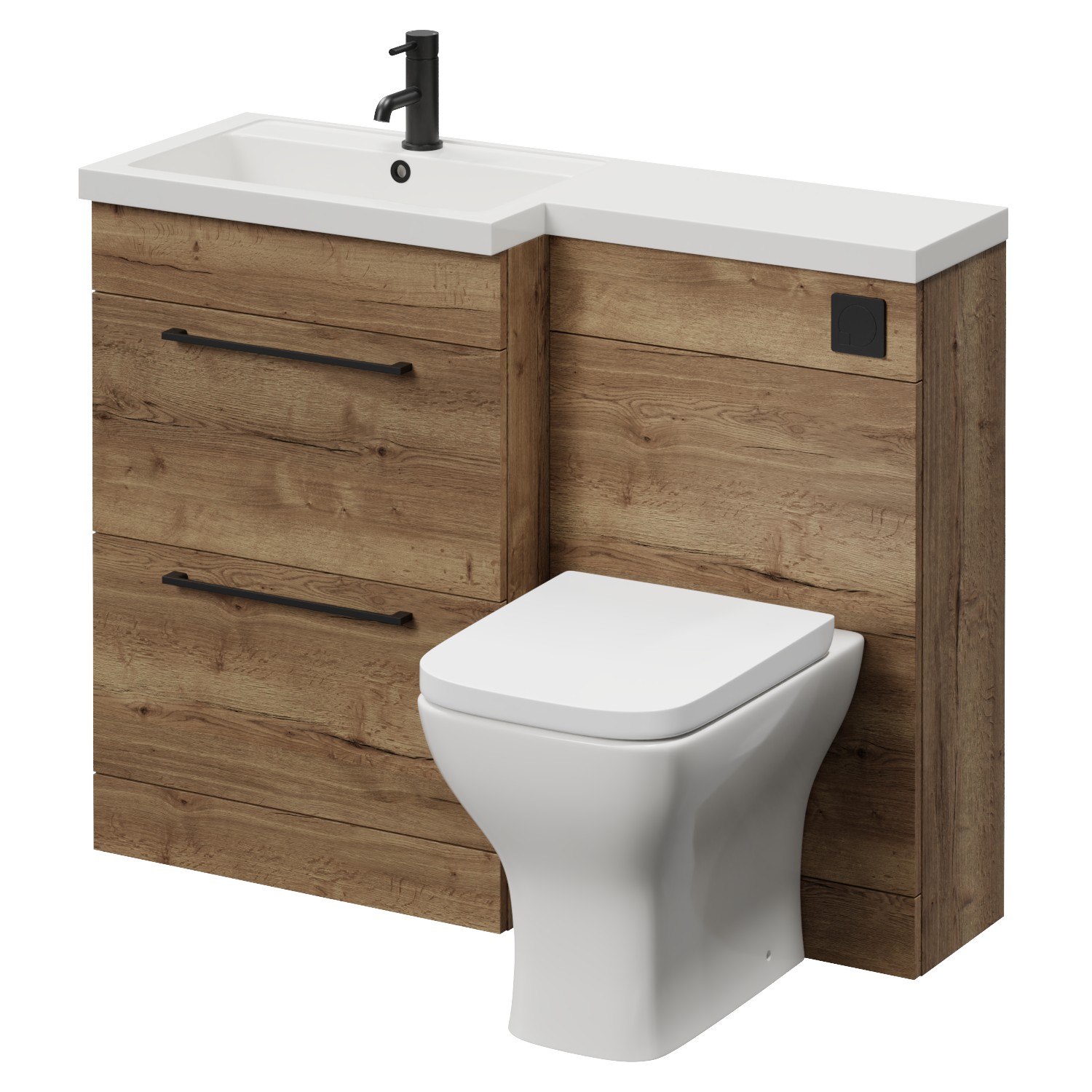 Napoli 390 2 Drawer Vanity Unit Toilet Suite with Square Left Hand Lucia Basin