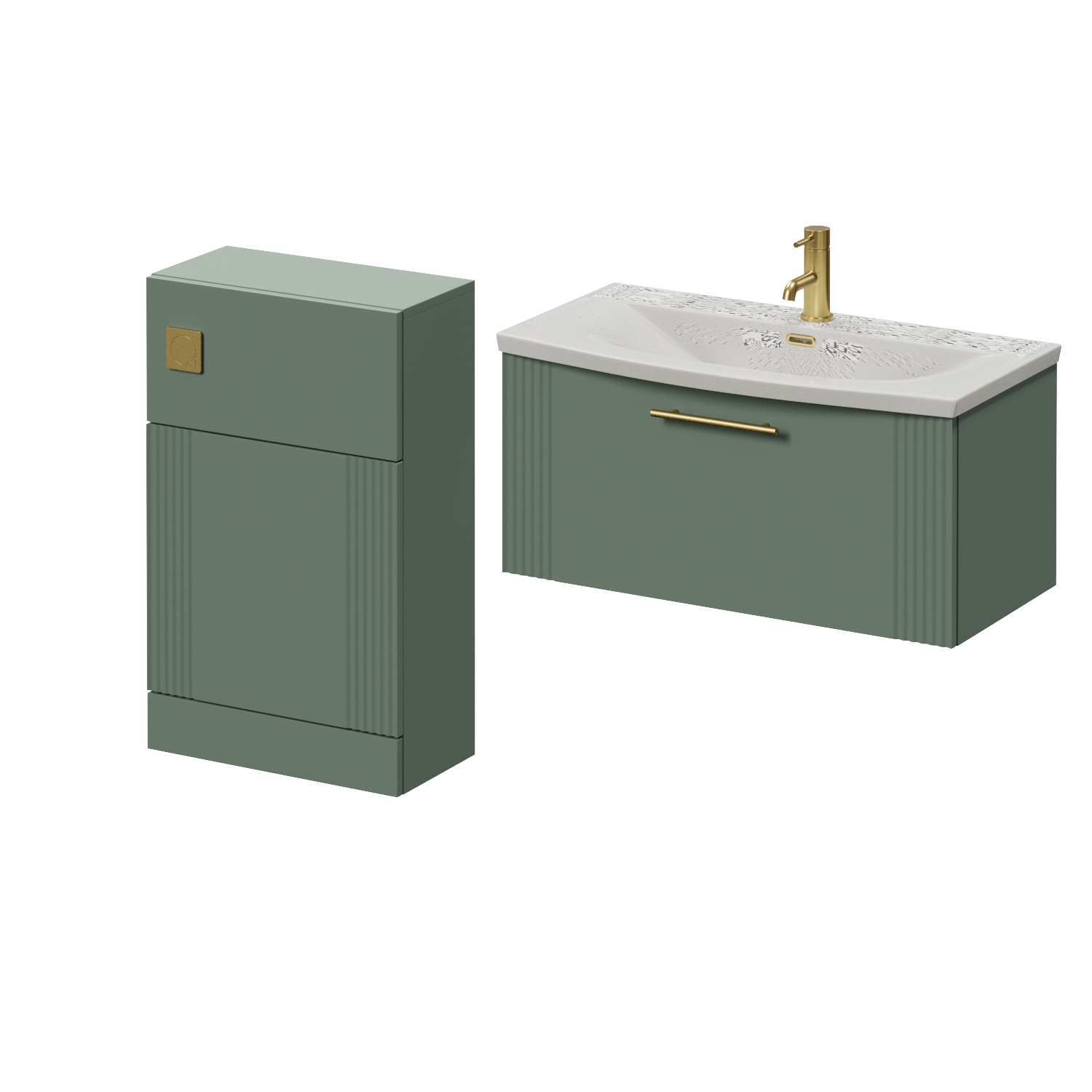 Avant Wall Mounted Single Drawer Vanity Unit and Toilet Suite with Arc Basin