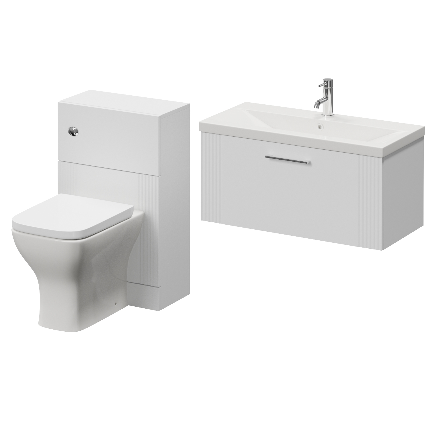 Avant Wall Mounted Single Drawer Vanity Unit and Toilet Suite with Glide Basin